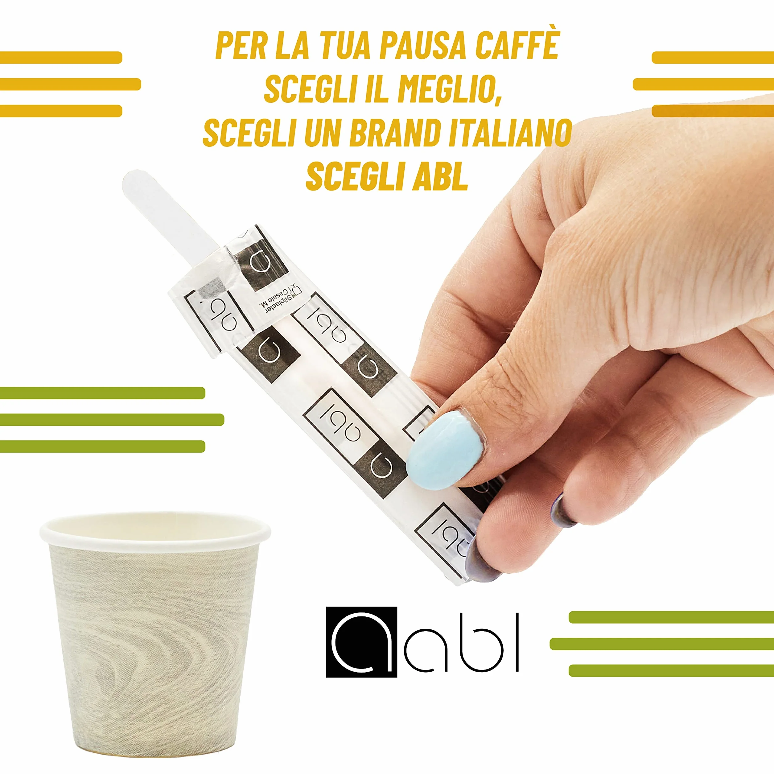 Palette Caffe Monouso in Carta Made in Italy Biodegradabili per Bevande Caffè Kit 100% Carta 300 sztuk