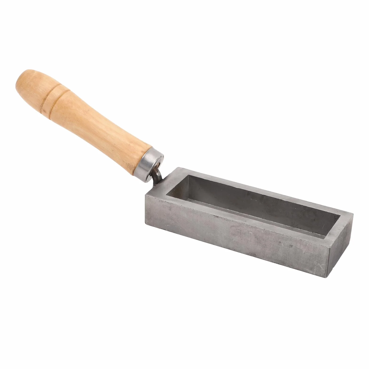Stampo per Colata di Lingotti D'oro, Stampo per Lingotti in Ghisa Portatile con Barra D'oro con Manico in Legno di Faggio, Lingottiera Compatta in Acciaio Legato Argento per Fai