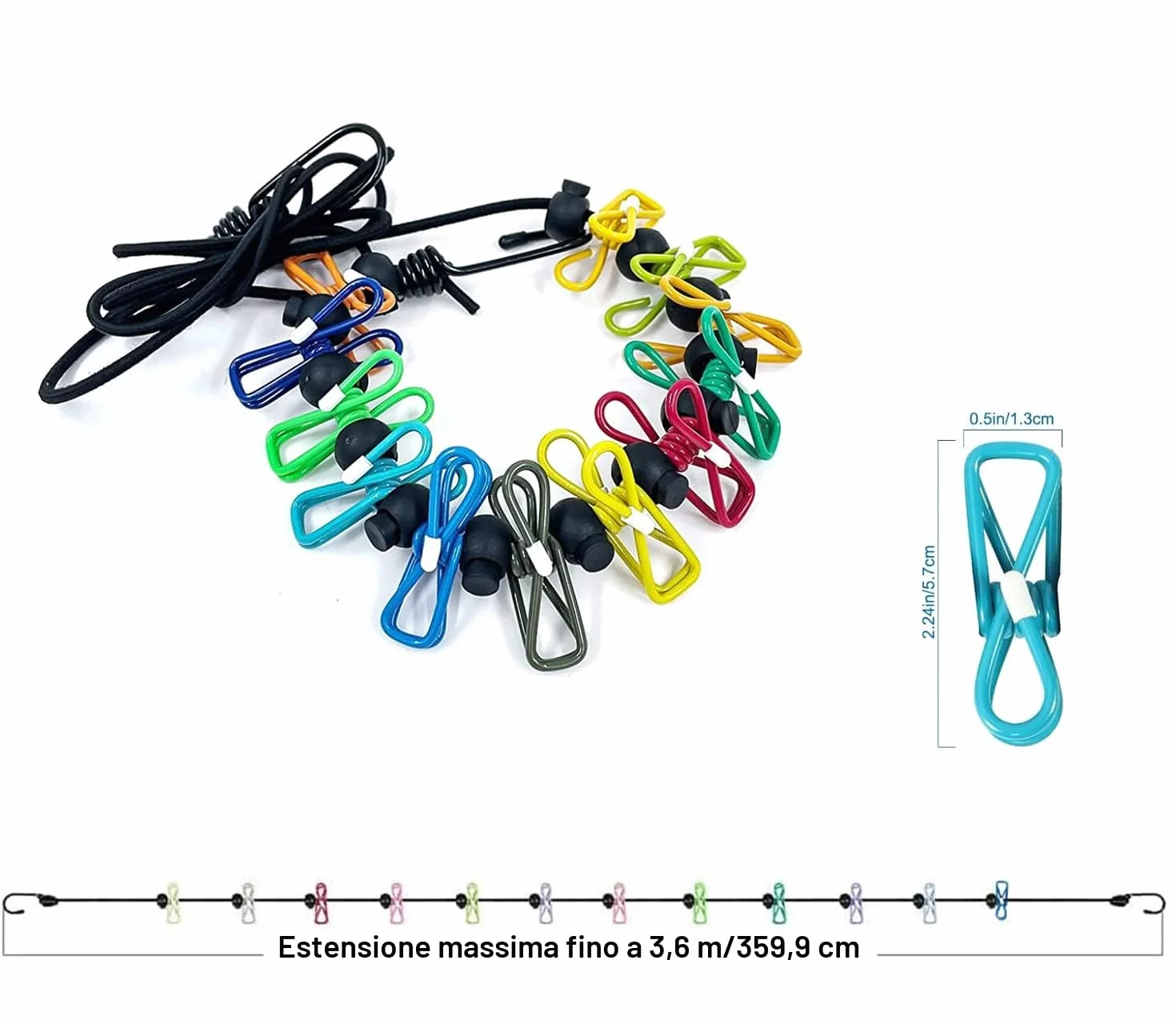 Stendibiancheria campeggio,Corda per biancheria antiscivolo, da viaggio, portatile, con 12 mollette, accessori da campeggio, vacanze e dormitorio
