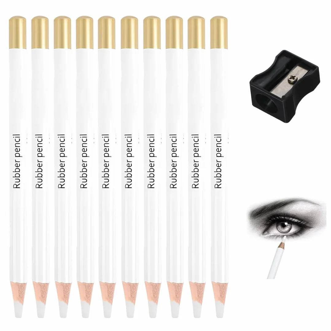 10 PCS Bianco Gomma Matita Morbido Facile da Trasportare e Tenere in Mano Gomma Penna per Artista con Precisione per Artisti e Principianti,Design a Forma di Matitone per Cancellare Con Precisione