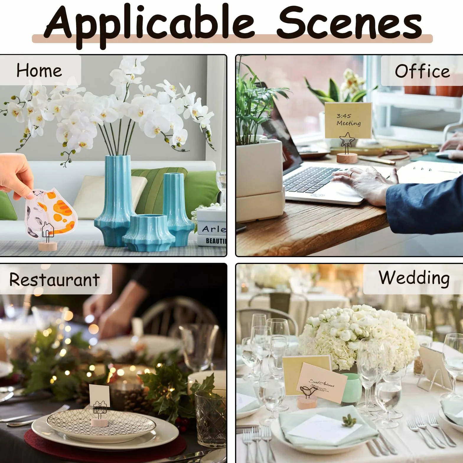 10 Pezzi Segnaposto Matrimonio Piccolo, Segnaposto Tavolo in Legno, Porta Foto, Supporti per Cartellini Segnaposto in Metallo Porta Memo, Memo Clip per Ristoranti, Matrimonio, Compleanno