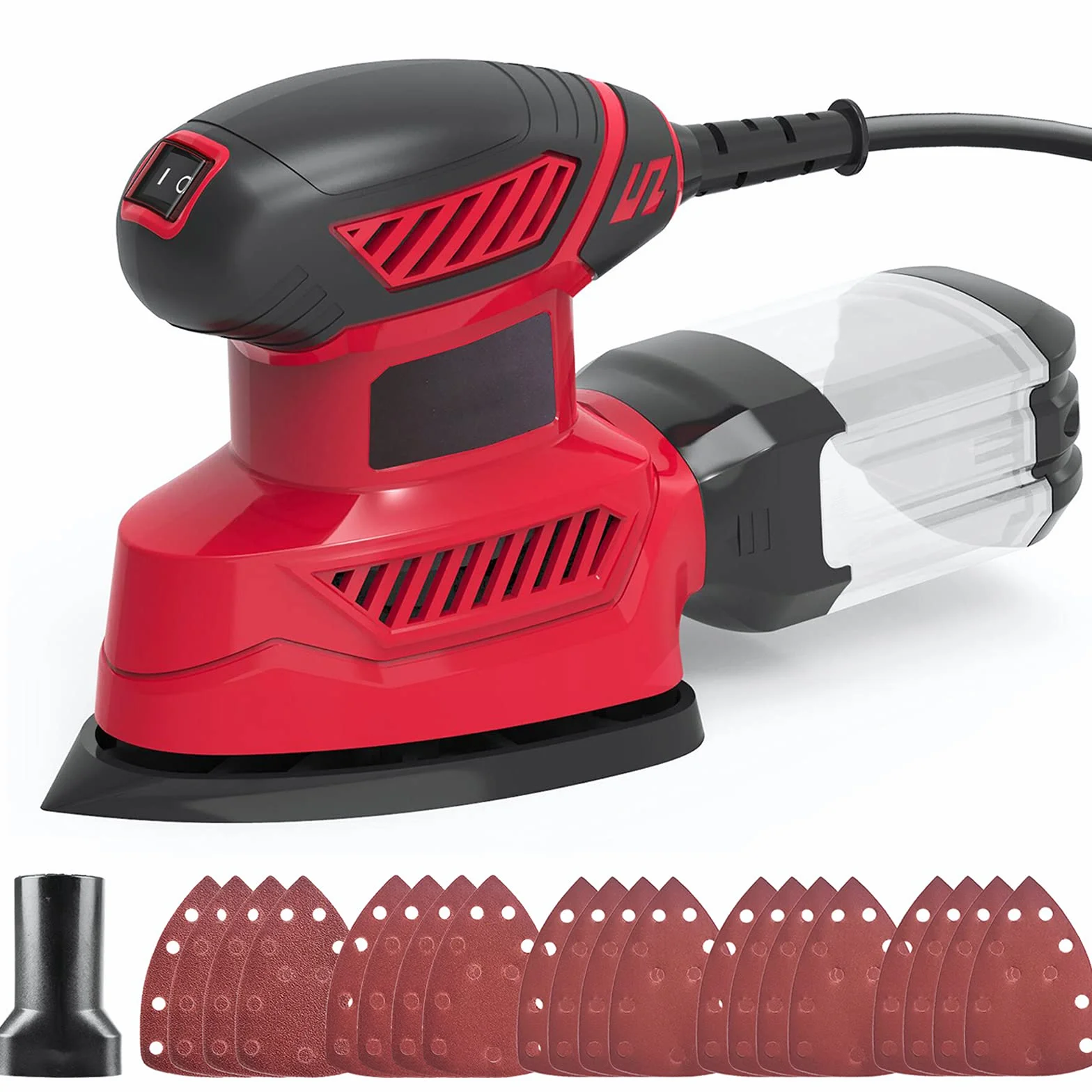 Levigatrice 130W 14000RPM Levigatrice Elettrica Compatta con 20 Pezzi di Carta Vetrata Efficiente Sistema di Raccolta Della Polvere per Lavori di Levigatura Nella Decorazione Domestica e Fai da te