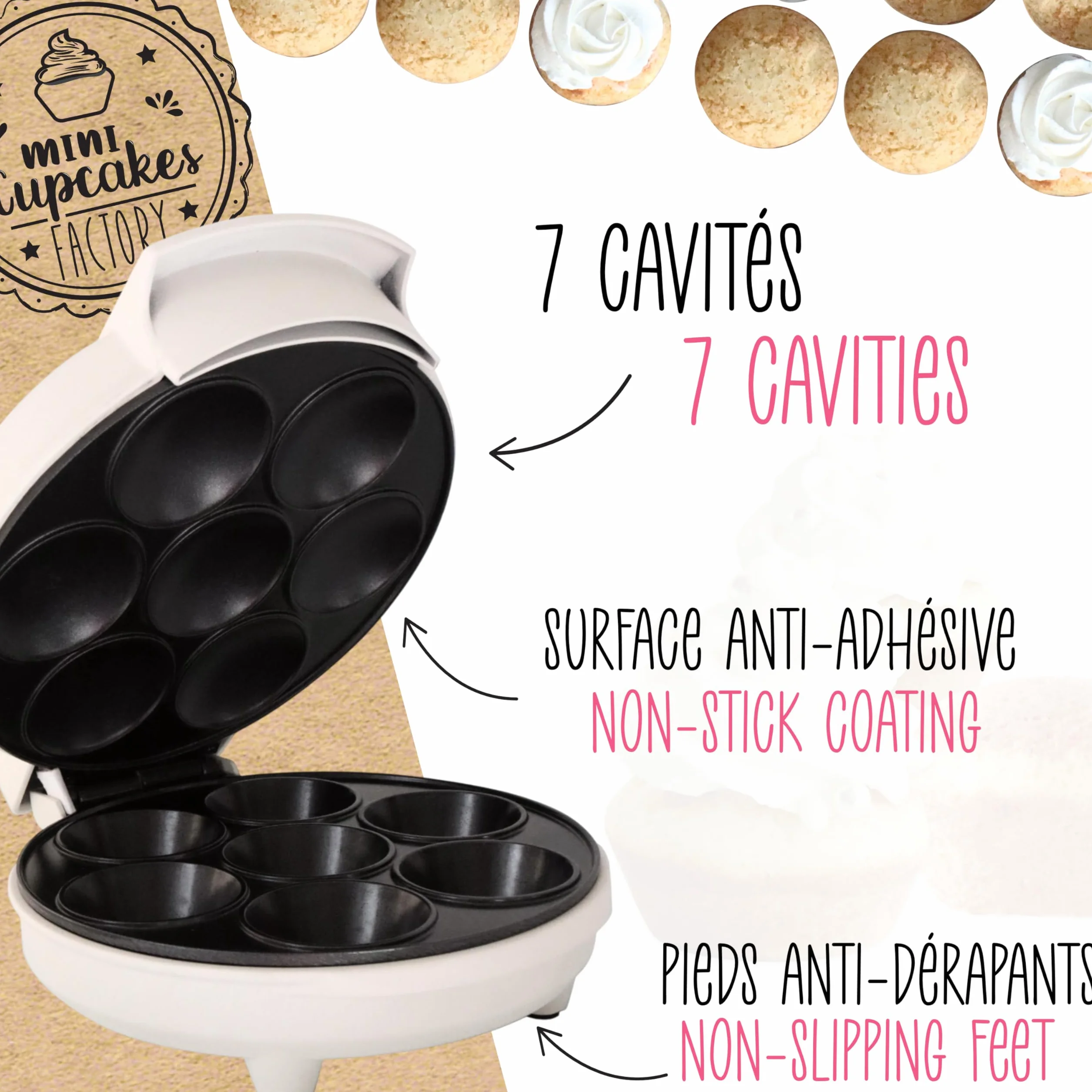 ScrapCooking - Macchina per Cupcakes & Muffins - Mini Cupcakes Factory - Dispositivo per creare i suoi muffin in in 5 minuti - Regalo Pasticceria Cucina - Ricetta Inclusa - 3892, Bianco