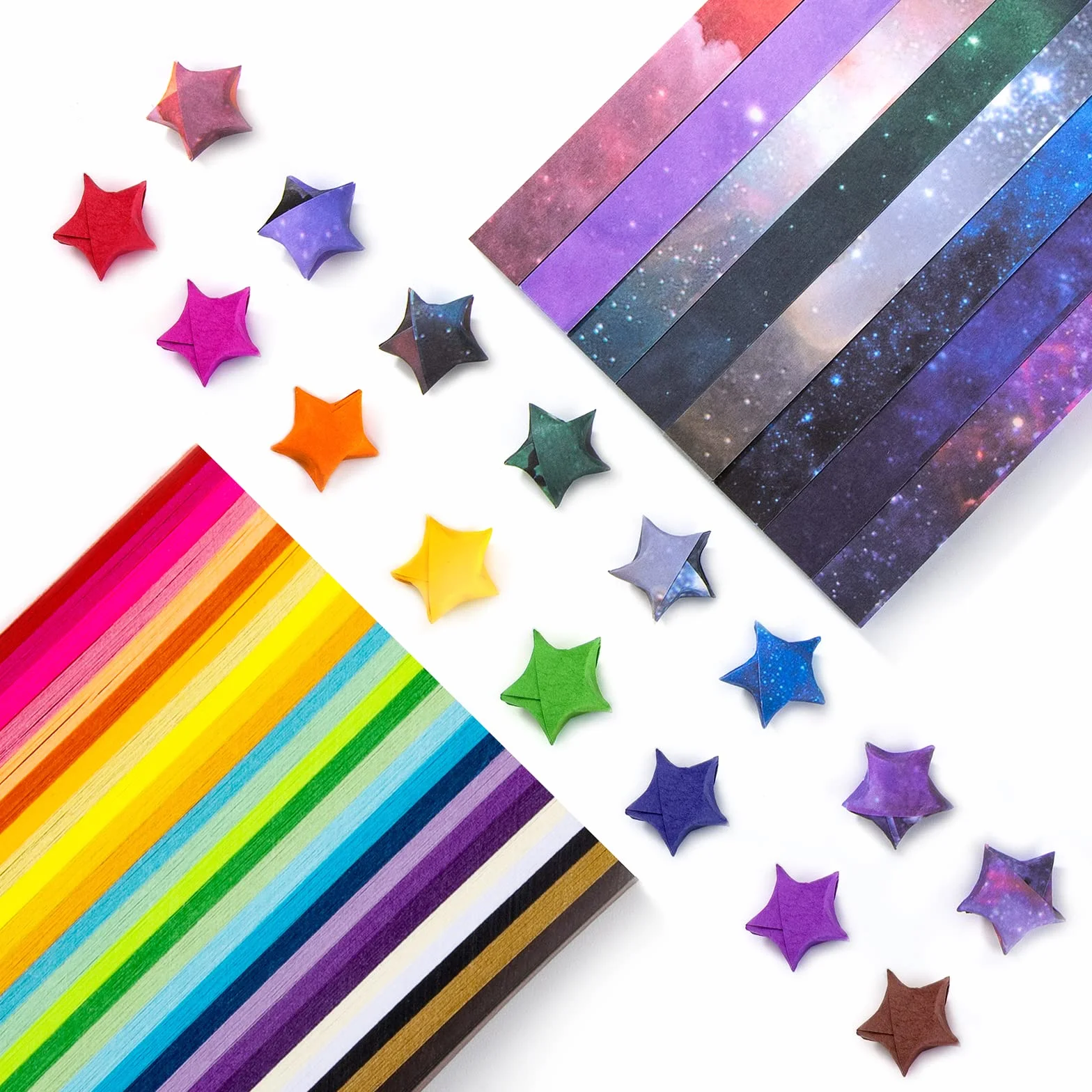 Carta per Stelle Origami Modello di Cielo Stellato e Colore Arcobaleno Origami Paper Strisce di Carta per Fai da Te 1100 Fogli