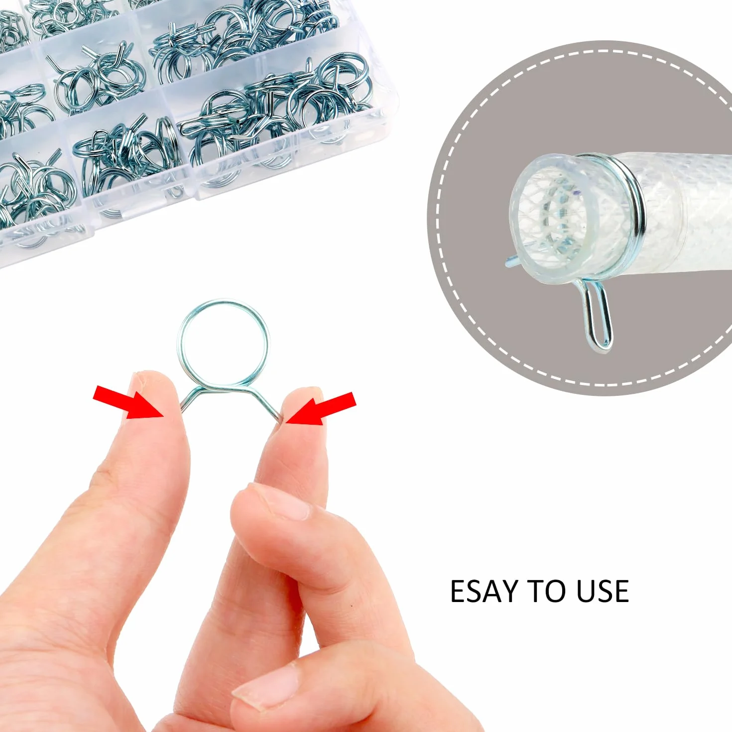 YIXISI 150 Pezzi 5-14mm Morsetti Clip per Tubo Flessibile per Carburante, Fascette per Tubi a Filo Singolo, Morsetti a Molla Fascette Clip, per Moto Scooter ATV (10 Taglie)