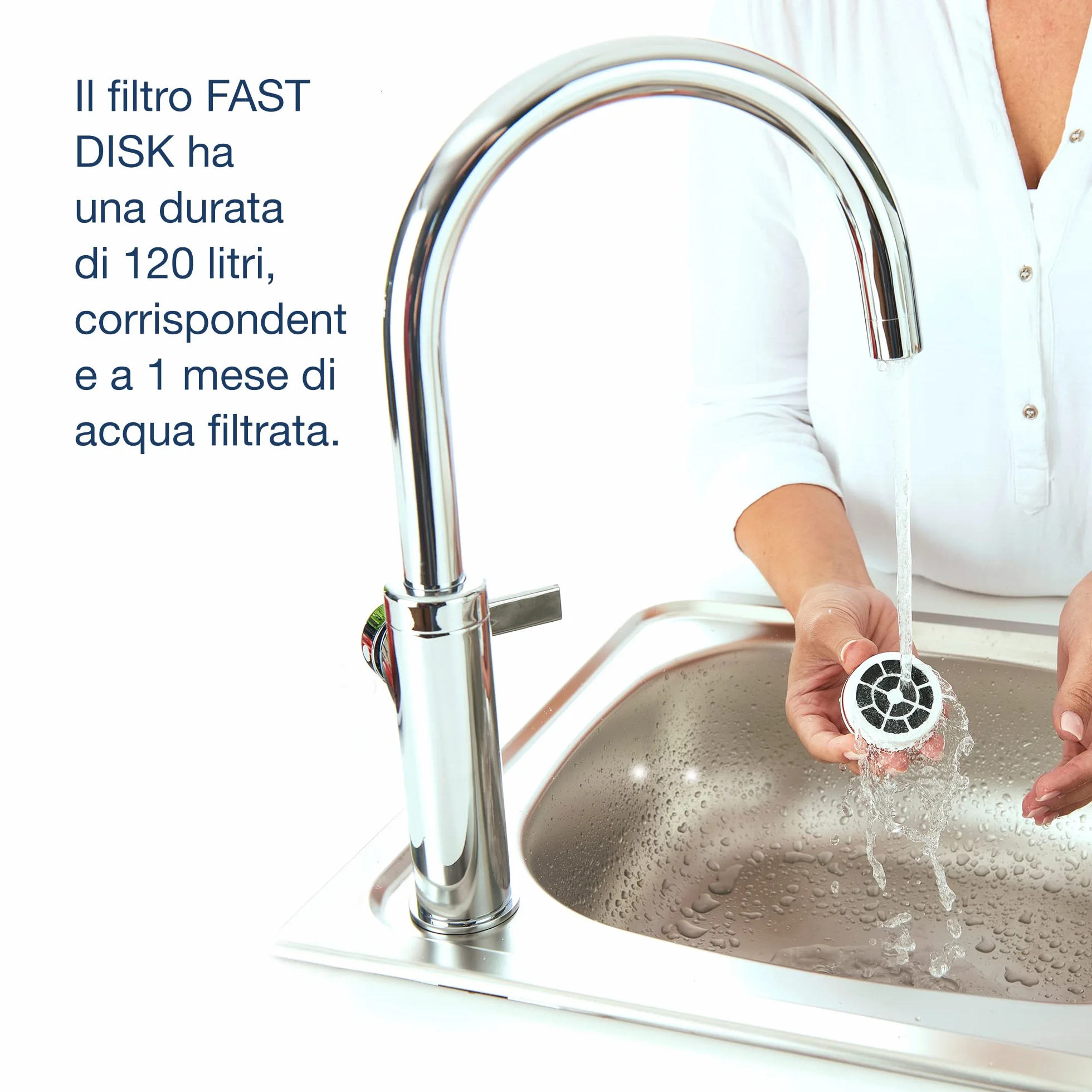 Laica Filtro Fast Disk per Bottiglia e Borraccia Filtrante, Carboni Attivi, Made in Italy, Filtrazione Istantanea, 6 Filtri