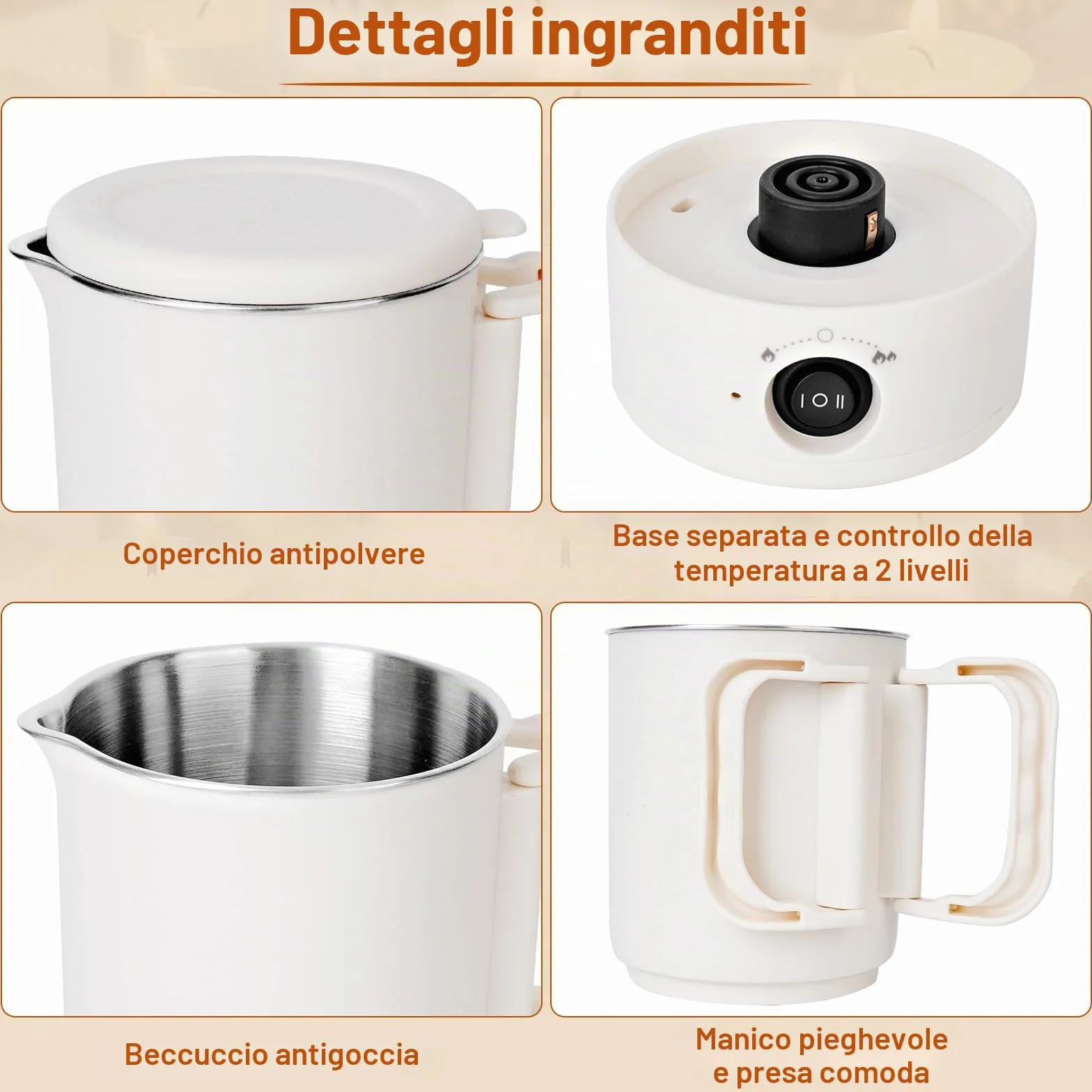 Corpower Fusciera Elettrica per la Produzione di Candele, Fusore di Cera per Realizzare Candele, 800ml con Beccuccio per Versare, Pentola Elettrica per Fondere Cera con Stoppini, per Candele Fai d