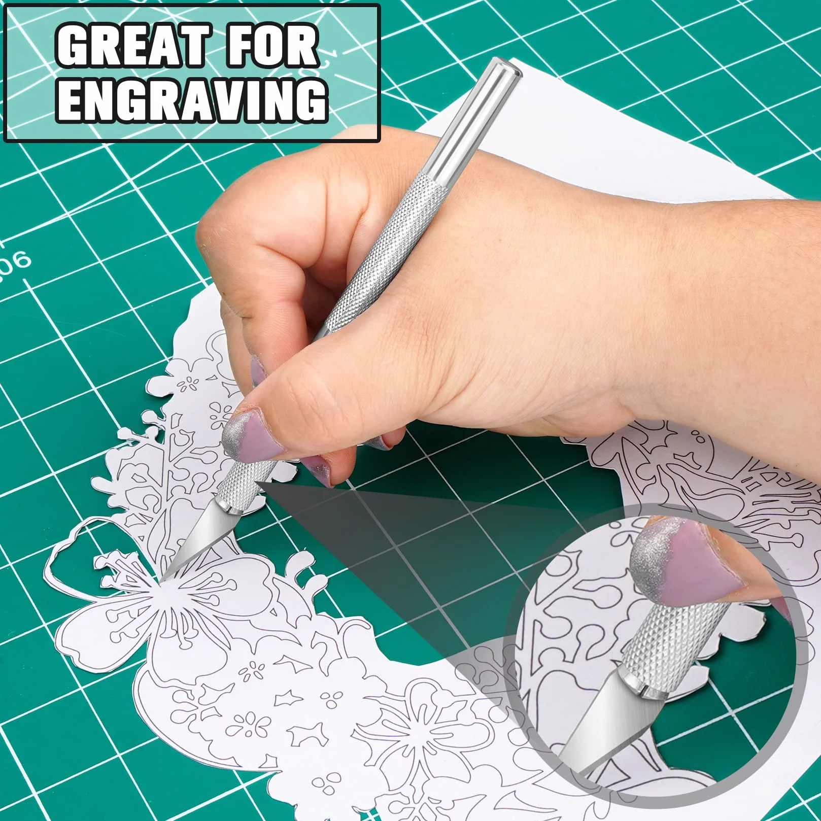 1 Pz Coltello Artigianale Coltello Hobby Coltello Exacto con 11 Pz Kit Lame in Acciaio Inossidabile, 1 Pz Acciaio 15 CM Righello per Arte, Scrapbooking, Stencil