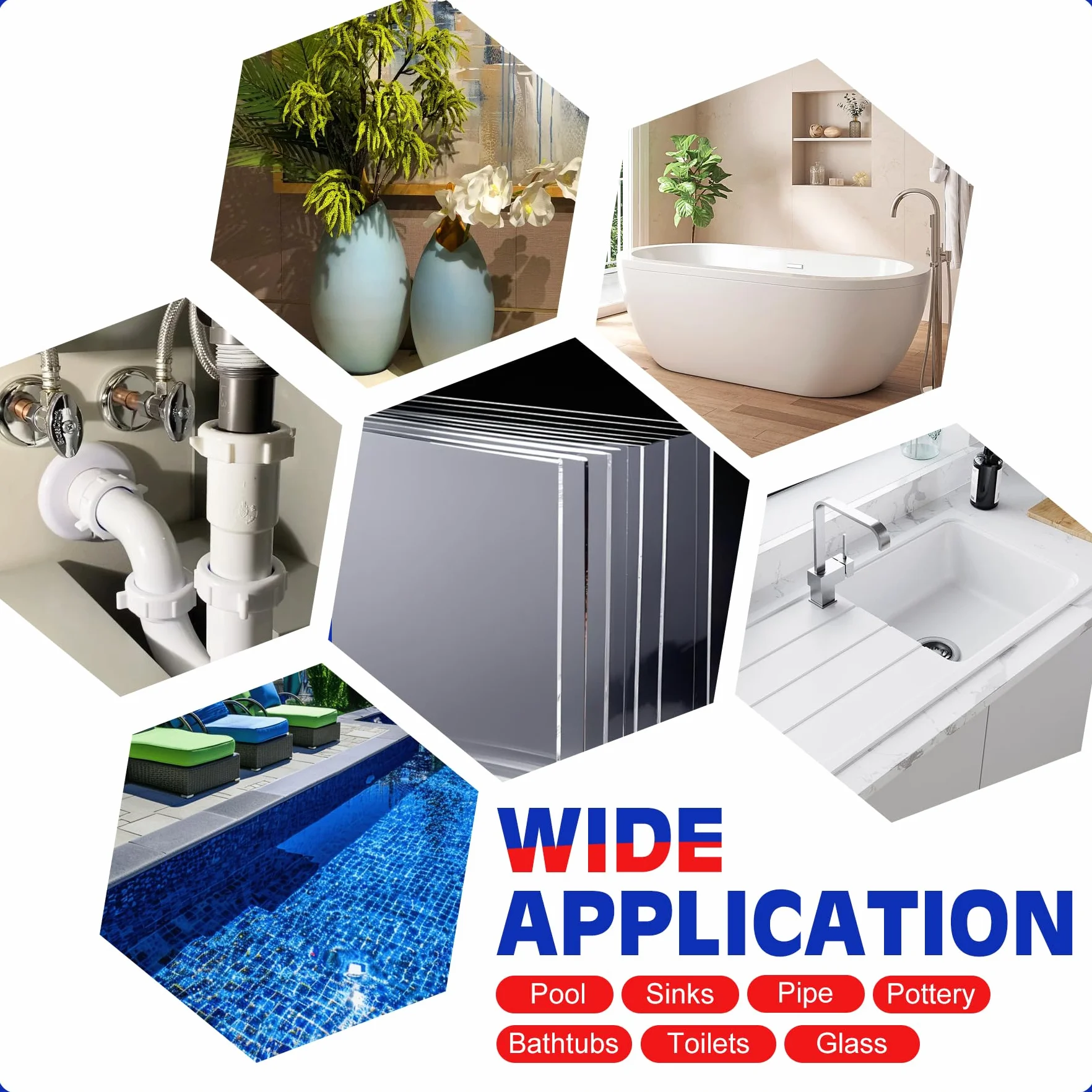 Stucco Piscina，227g Stucco Epossidico Bicomponente, Utilizzato per Riparare Perdite, Crepe, Riempimento, Incisione, per Metallo, Piastrelle in Ceramica, Può Essere Usato Sott'acqua (Grigio)