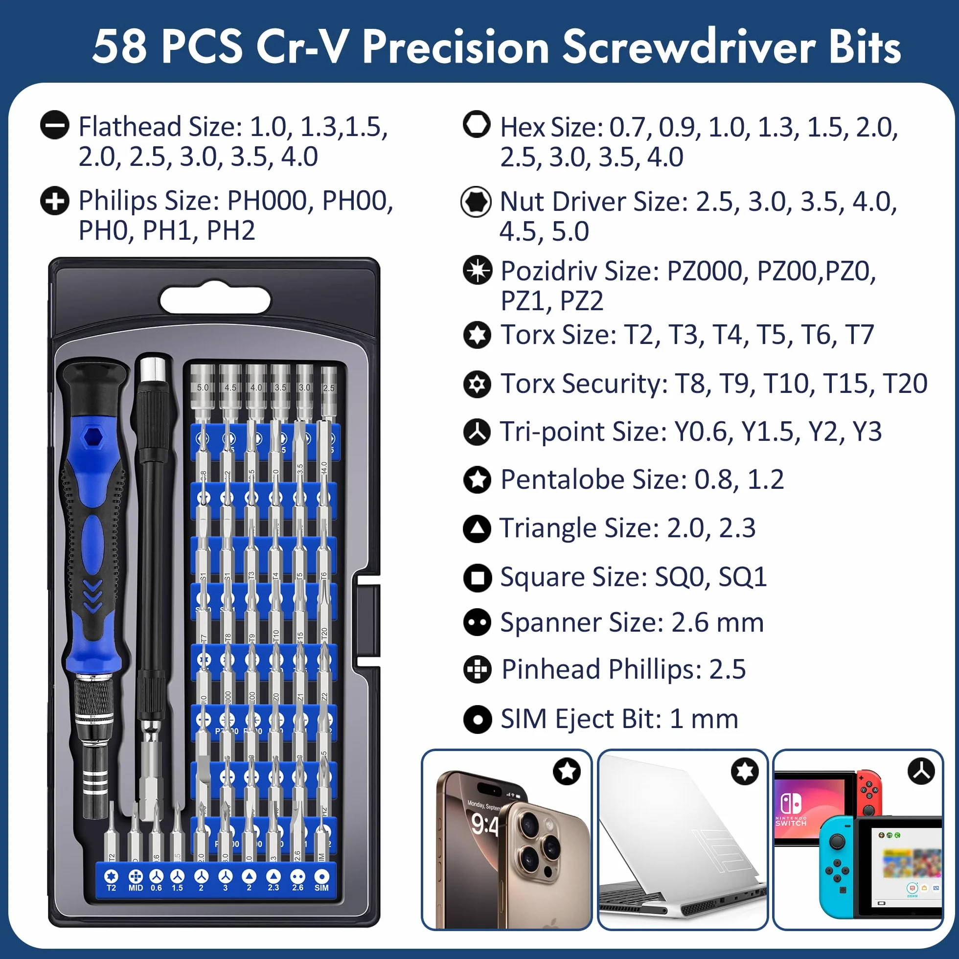 XOOL Kit Cacciaviti di Precisione 62 in 1, Cacciaviti Magnetici per Riparazioni Elettroniche, Smartphone, PC, Computer Portatile, iPhone, MacBook, Tablet e Altri Dispositivi