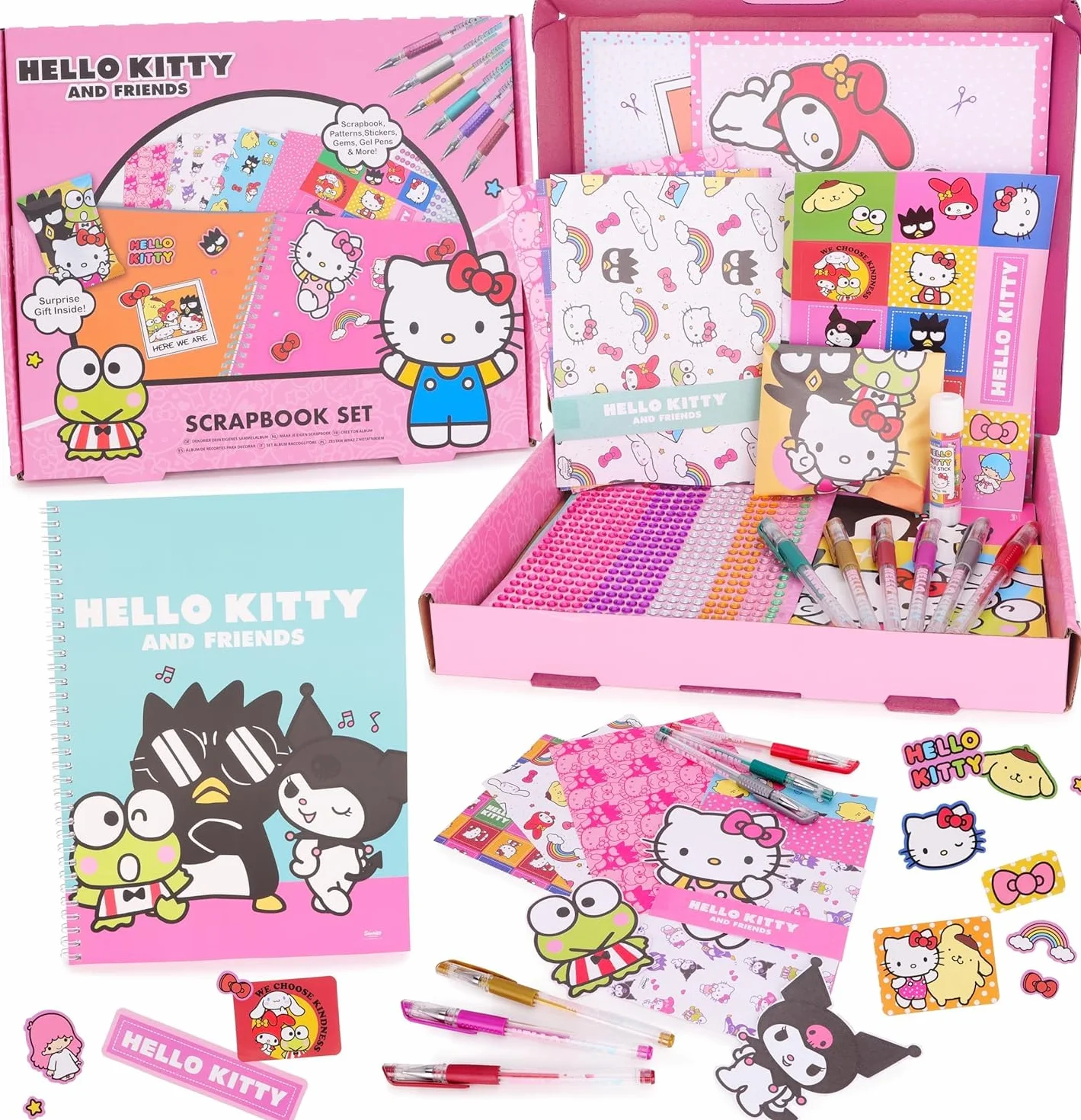 Toyland® Hello Kitty Scrapbook Set - Kit di attività creative da 520 pezzi con regalo a sorpresa incluso - Scrapbooking fai da te per bambini dai 3 anni in su