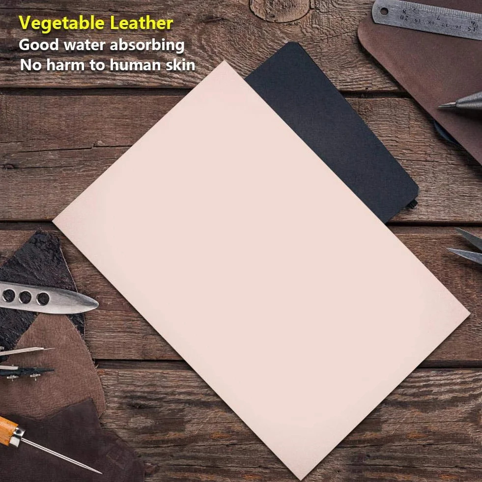 Walfront Pelle Conciata al Vegetale Naturale Genuina Marrone per Fai da Te Portafogli Cintura Scarpe Spessore 8.3 * 5.5 * 0.04 inches