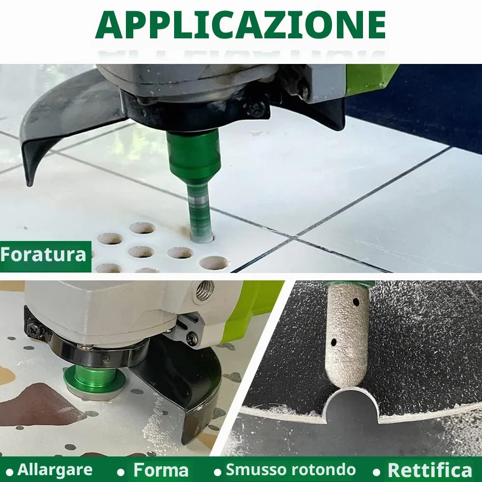 Punta per Trapano Diamantata Set - 6/6/8/20/25/35/50/68/110MM+50MM Fresa Diamantata+20MM Frese per Piastrelle+Adattatore a codolo esagonale per gres porcellanato granito piastrelle marmo