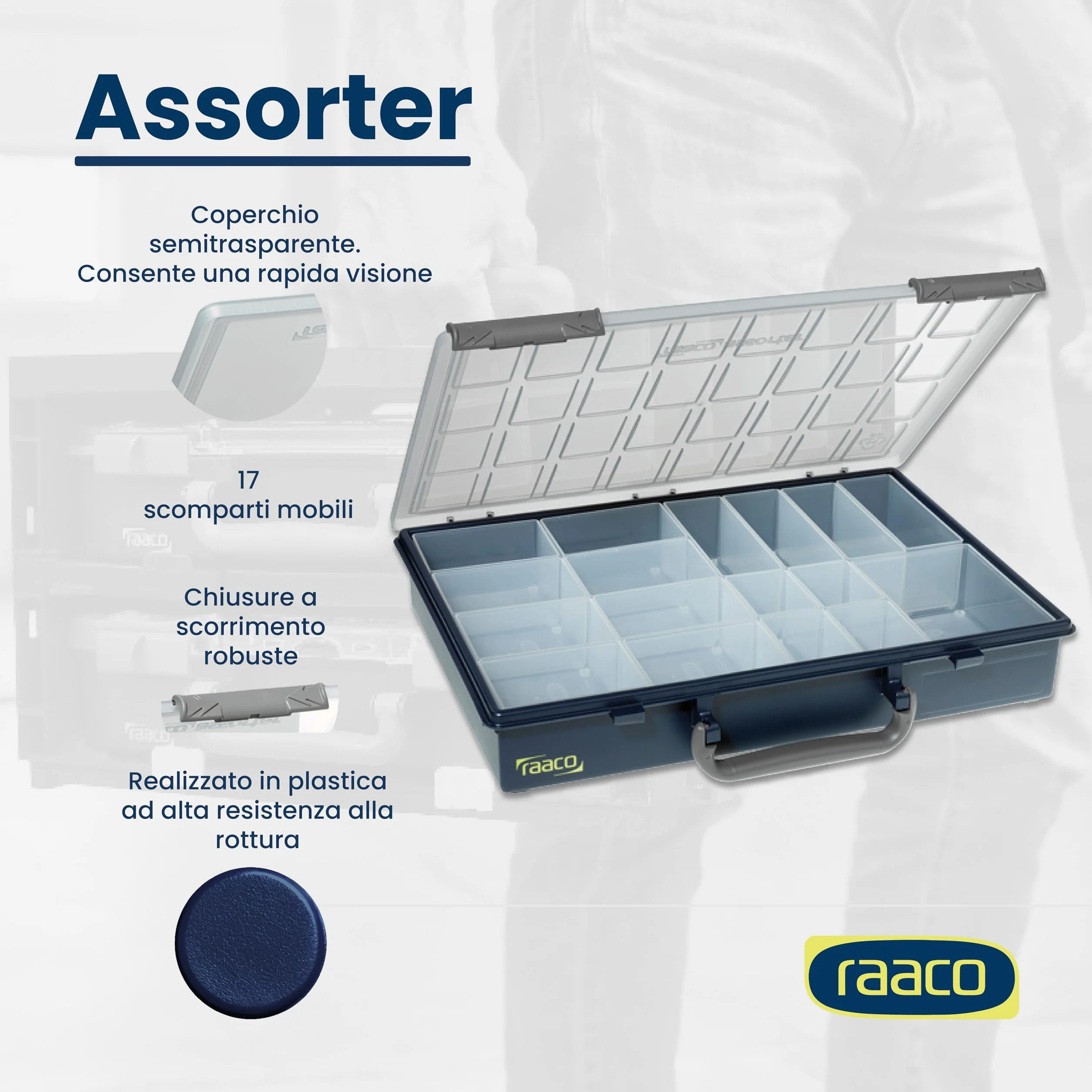 raaco Assorter 55 4x8-17 scatola porta oggetti organizer con 17 scomparti