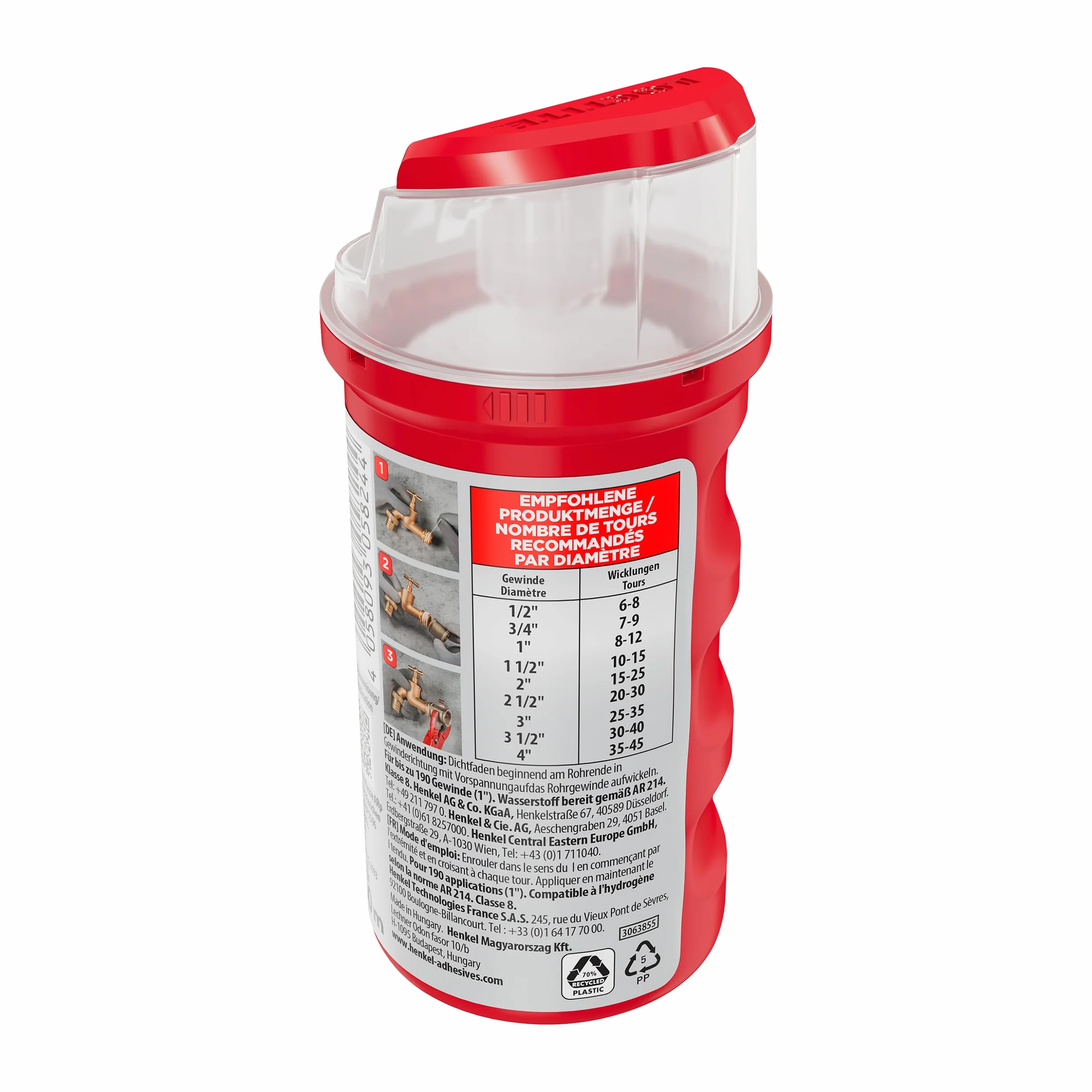 LOCTITE 55, filo di tenuta per una rapida tenuta, guarnizione filettata per filettature e connettori, per filettatura in metallo e plastica, 1 x 160 m