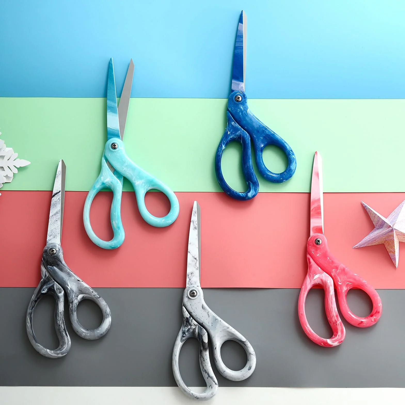 LIVINGO Forbici per bricolage – Lame in acciaio inox ultra affilate per tessuto, carta, ideali per sartoria, artigianato, ufficio, scuola, uso domestico, elegante manico blu scuro sfumato