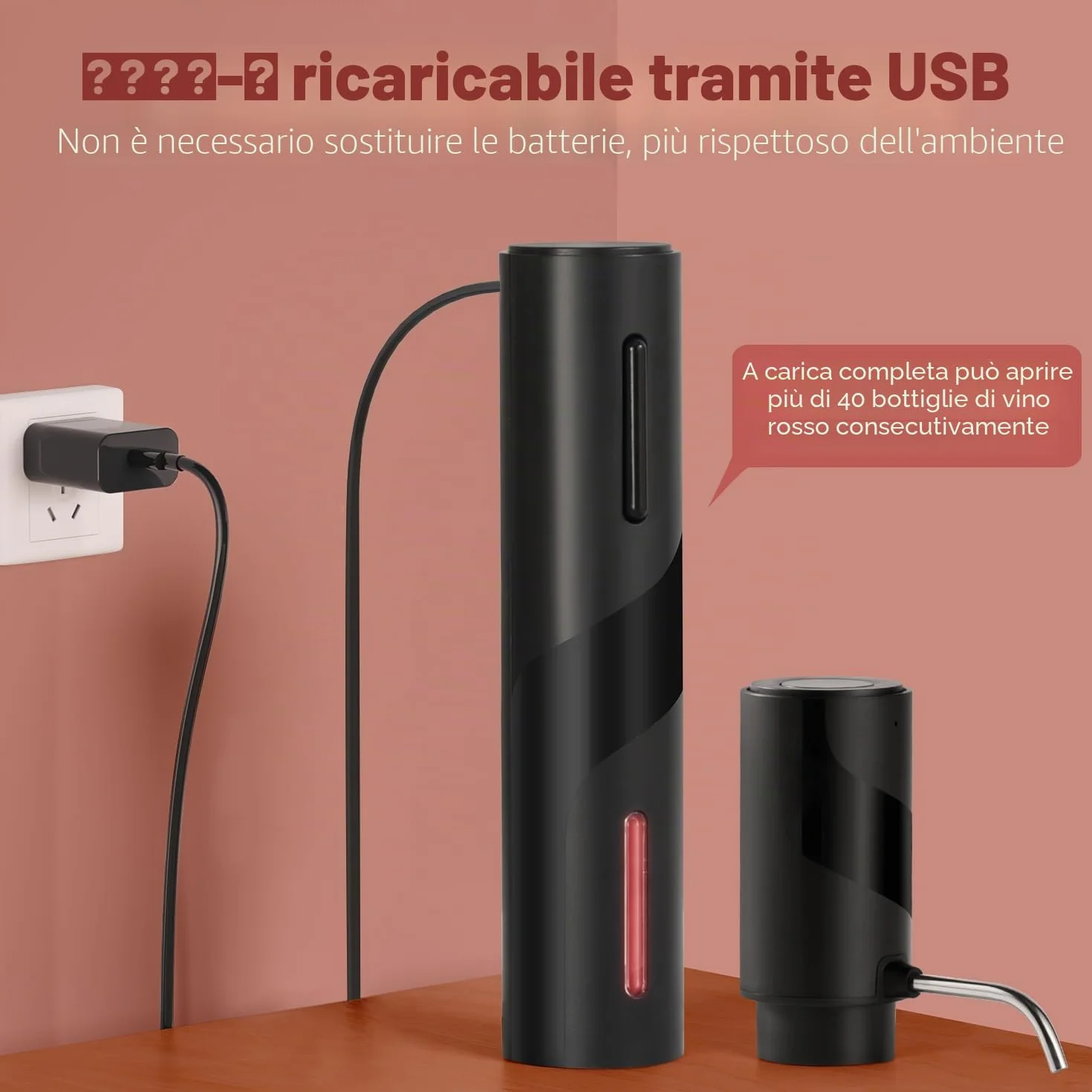 ZOYIDOUX Cavatappi elettrico ricaricabile,Apribottiglie Vino Elettrico,appuntamenti e amanti del vino (4 in 1 Kit regalo,ricaricabile)