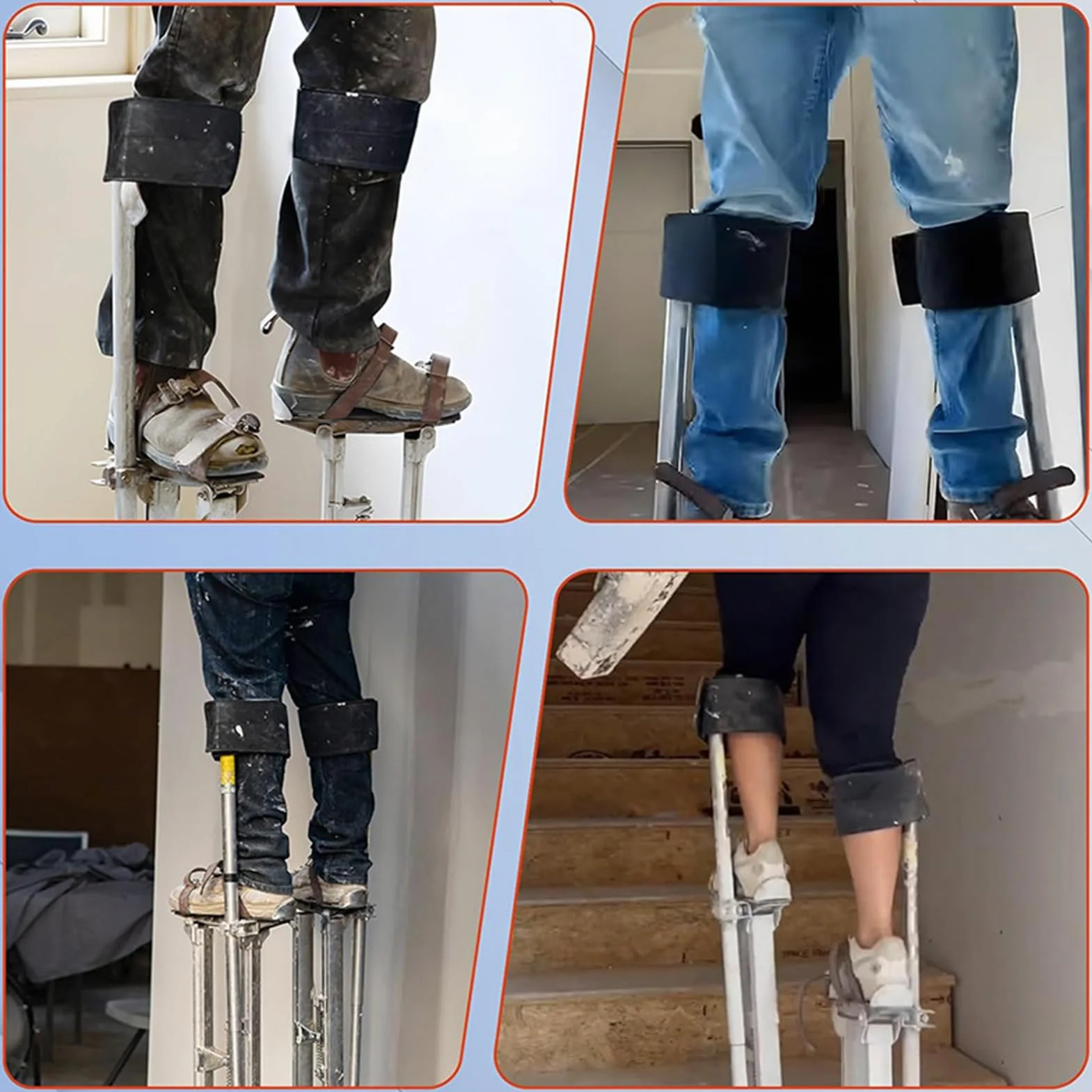 NICENEEDED 1 Paio di Cinghie per Trampoli per Cartongesso, Tracolla Larga Imbottita Extra Confortevole, Fasce di Fissaggio per Le Gambe Regolabili in Nylon