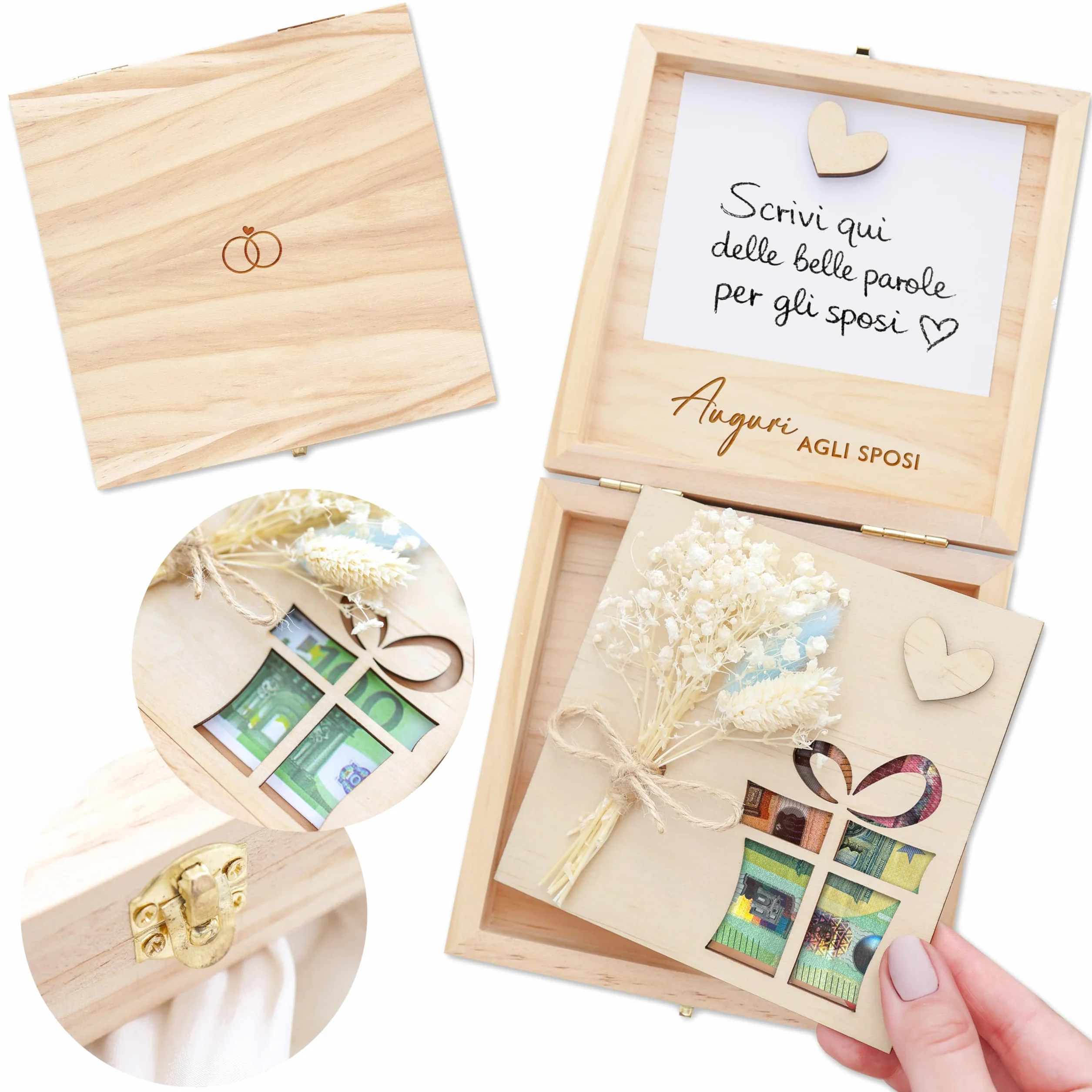 Joli Coon Regalo matrimonio personalizzato per sposi - Porta soldi matrimonio originale - Idea regalo per coppia -14 x 14 x 3,5 cm