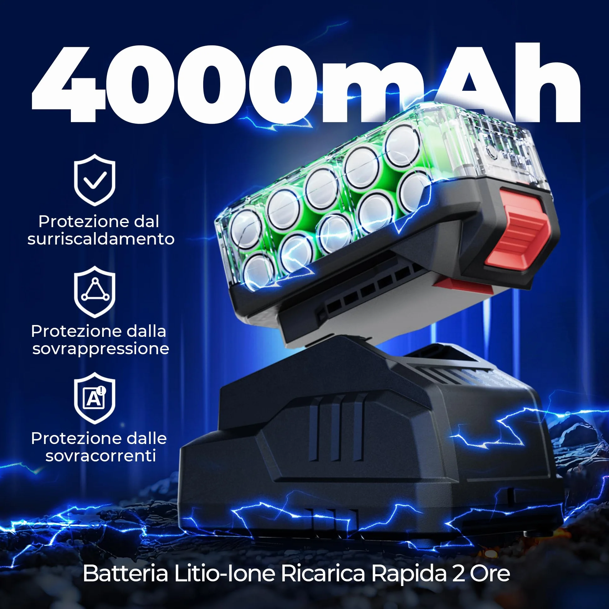 DongCheng Chiave ad Impulsi Senza Fili 20V 4.0Ah Li-ion 800 Nm 2400 giri/min 4 Velocità