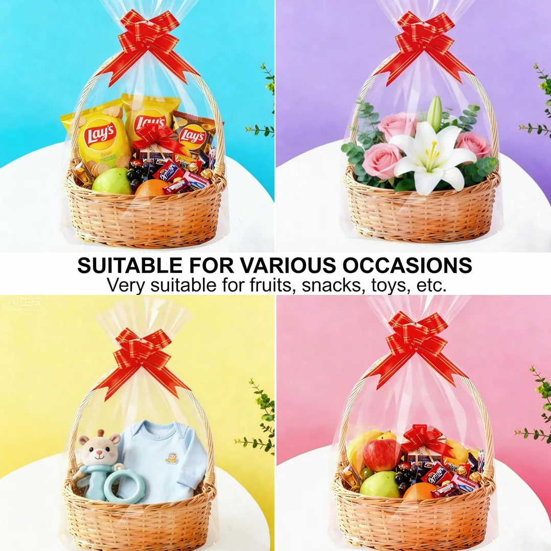 10 Pezzi Sacchetti Per Cesti Regalo Trasparenti, Fogli Cellophane Trasparente Per Confezioni, Sacchetti di Carta Trasparenti per Cesti e Bouquet, Per Confezioni Regalo, Feste, Eventi, 45 x 60 cm