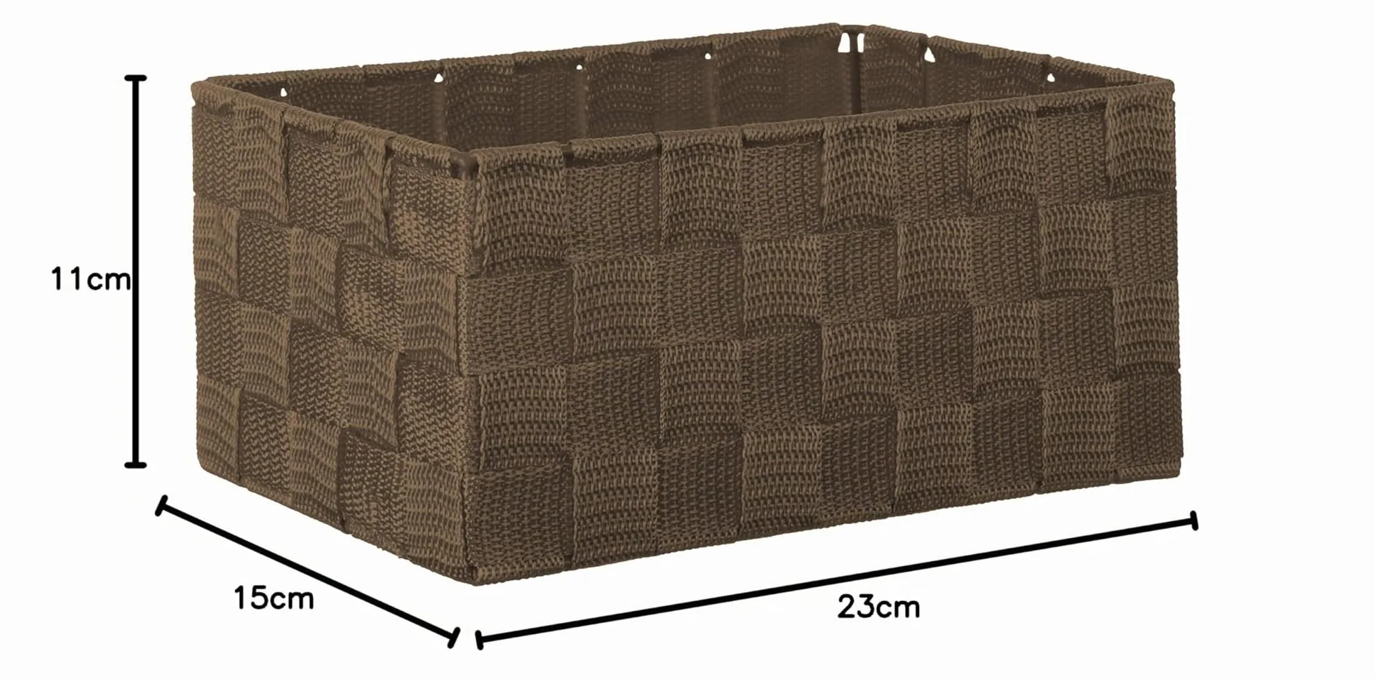 Set di 3 Scatole Portaoggetti Rettangolari Effetto Rattan 22x15x11 cm Marrone