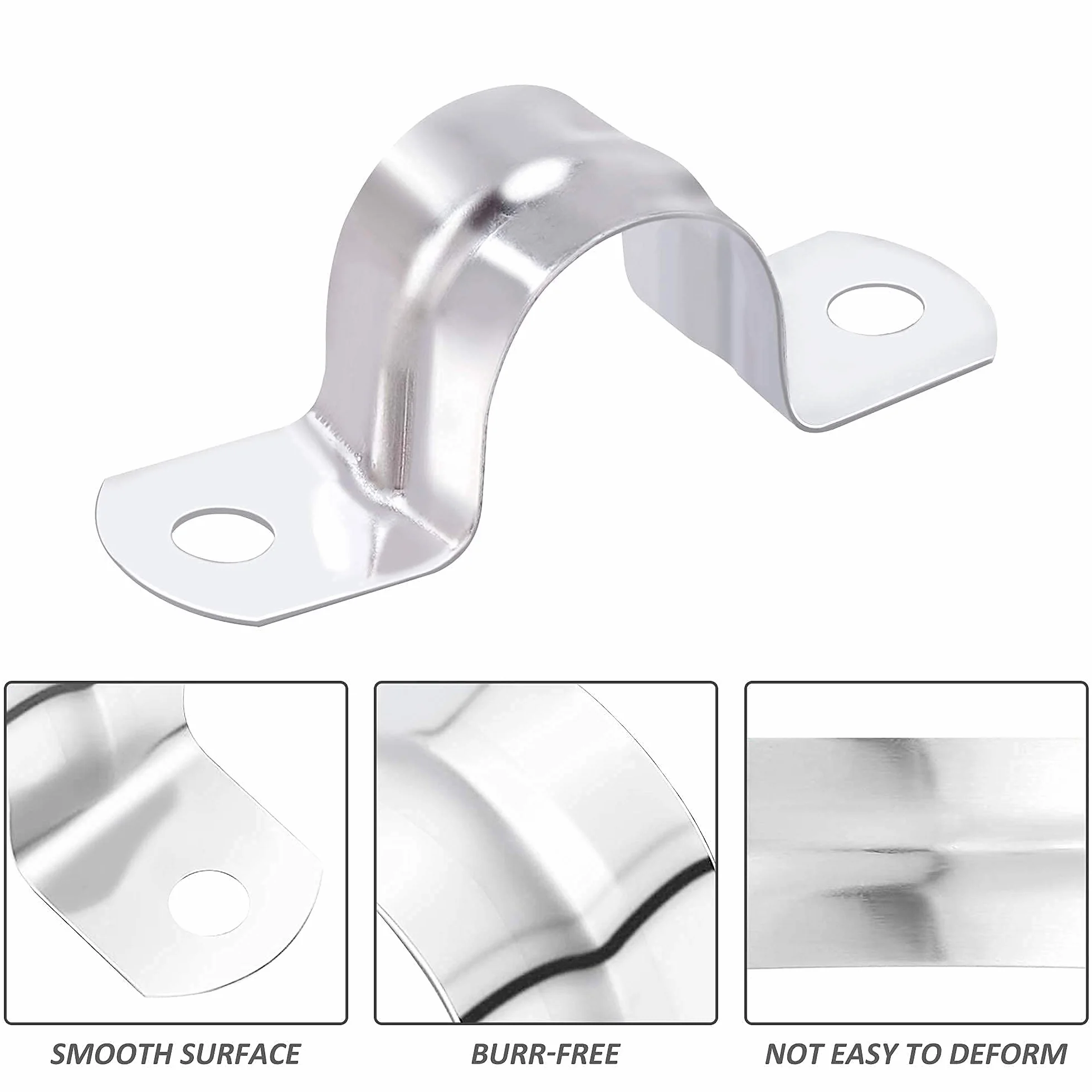 Morsetti per Tubi 20mm Morsetto per Tubi a U in Acciaio Inossidabile 304 Fascette Stringitubo per Tubo dell'acqua Tubo del Gas 30 Pezzi