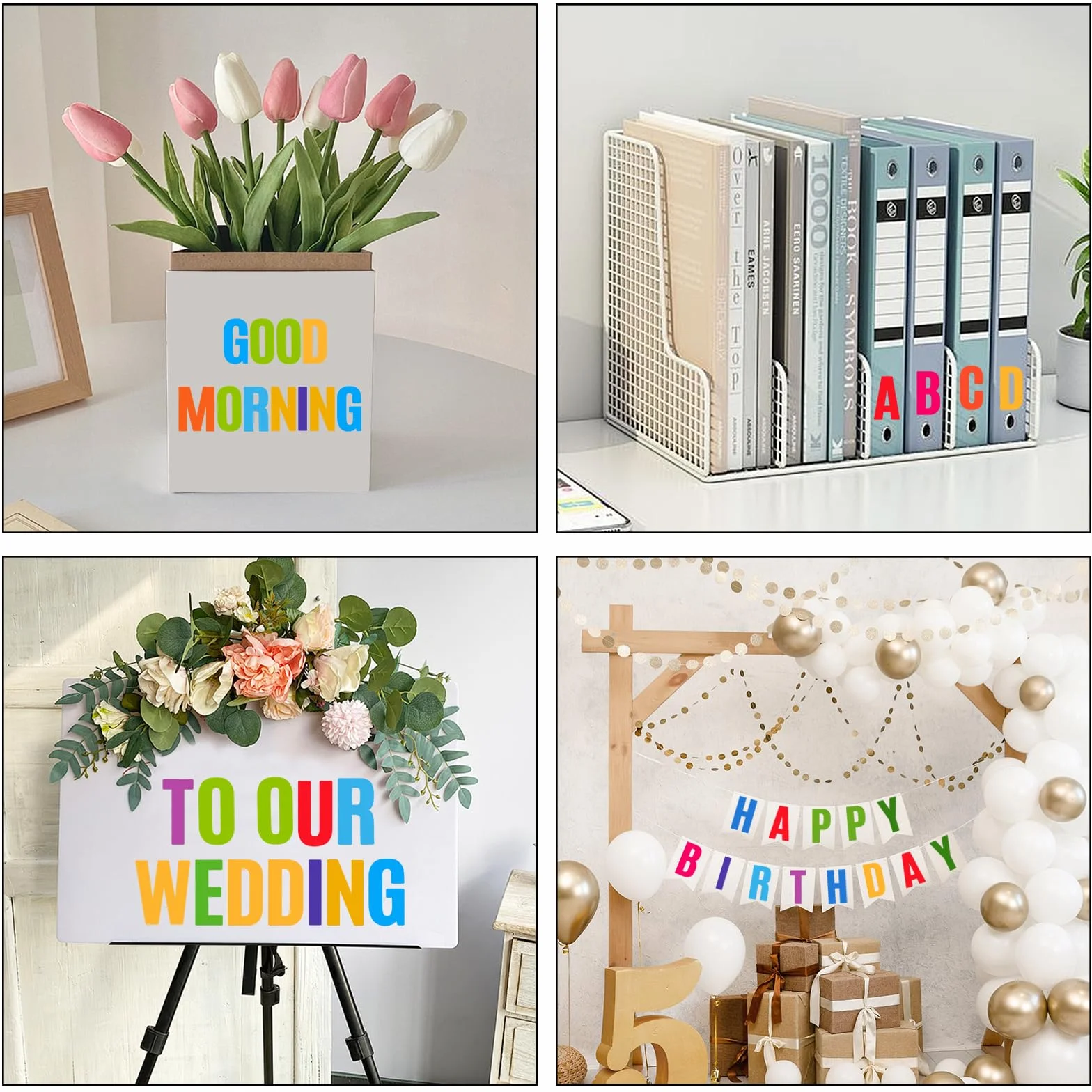 GETRICH 15 Fogli 10.3CM Lettere Adesive Grandi Lettere Autoadesive in Vinile Lettre Autocollantes,Lettere Adesive Grandi per Artigianato, Cassetta,Porta, Cassette Postali, Auto, Scrapbooking Bottiglia