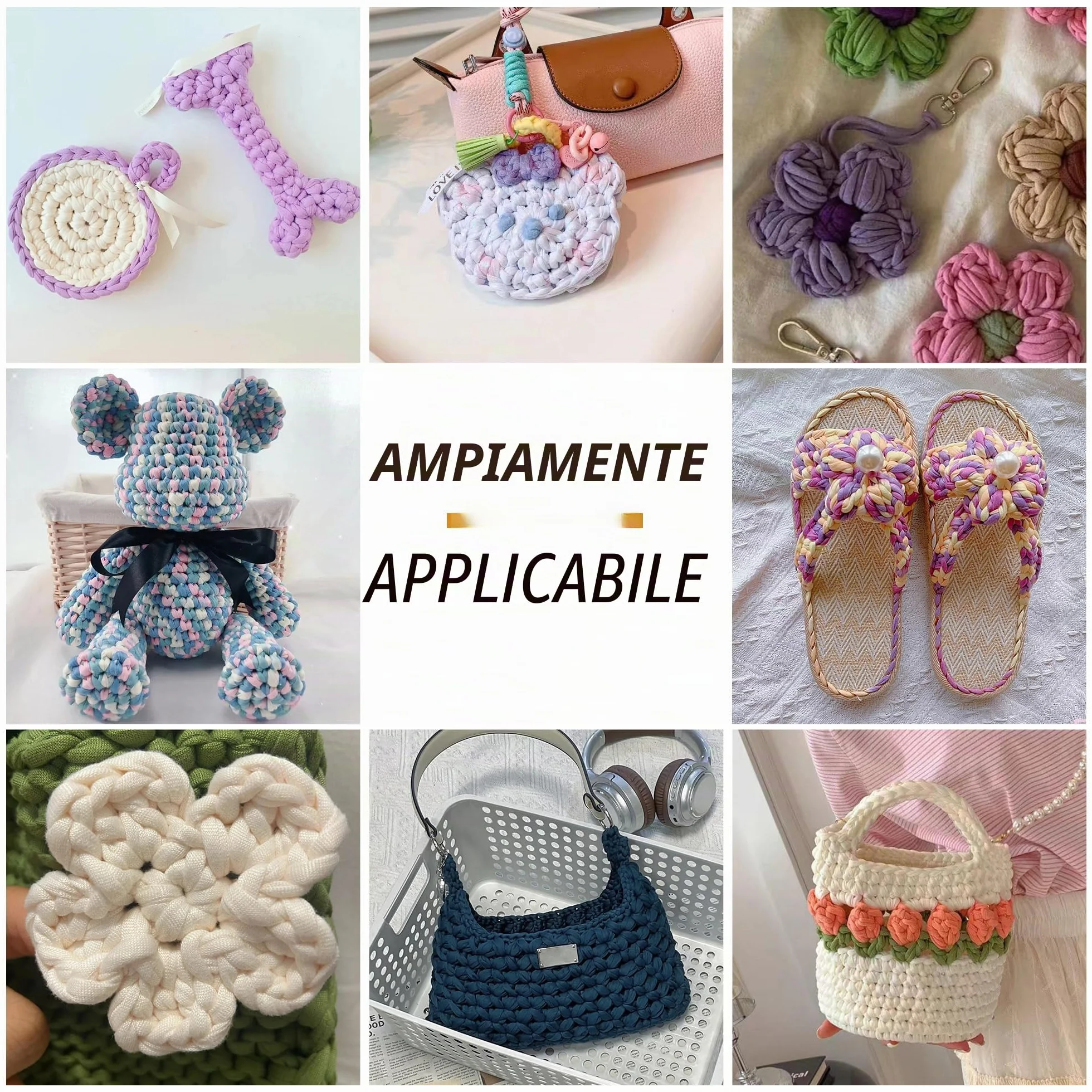 Vincona Fettuccia per Borse a Uncinetto 2x200g, Cordino per Borse Uncinetto, Adatto per Borse all'uncinetto, Cestini, Arazzi, Decorazioni per la Casa, Artigianato fai da te-Beige albicocca 16