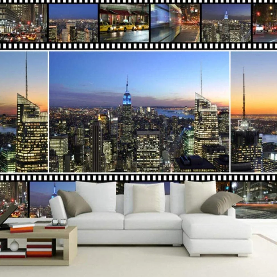 3D Murales Carta Da Parati Soggiorno Camera Da Letto Sfondo Carta Da Parati Scena Notturna Della Città Di Film Retrò 3D Camera Dei Bambini Murale Soggiorno Camera Da Letto Scuola Mate 350(L)x256(H) cm