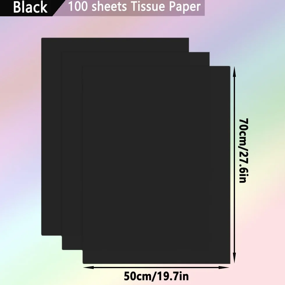 Carta velina nera 100 fogli 70 x 50 cm per confezioni regalo