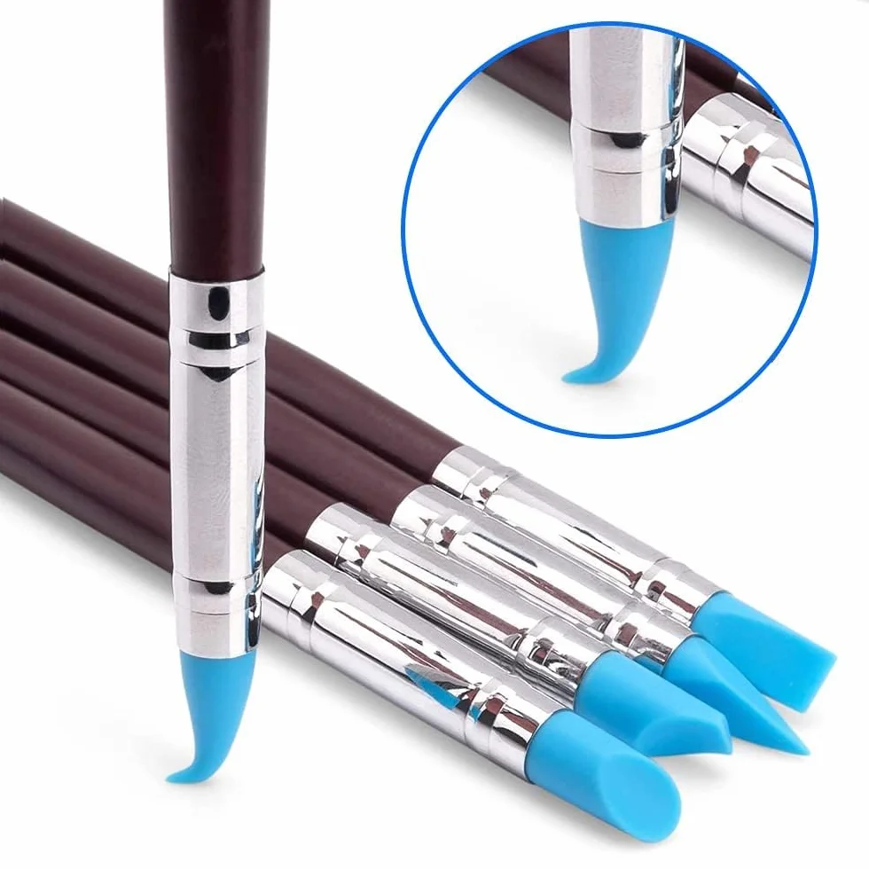 MMOBIEL 10 strumenti per modellare la creta in gomma siliconica - pennello in gomma siliconica e strumento per punteggiare a sfera per modellare ceramiche artigianali e Nail Art artigianale fai-da-te
