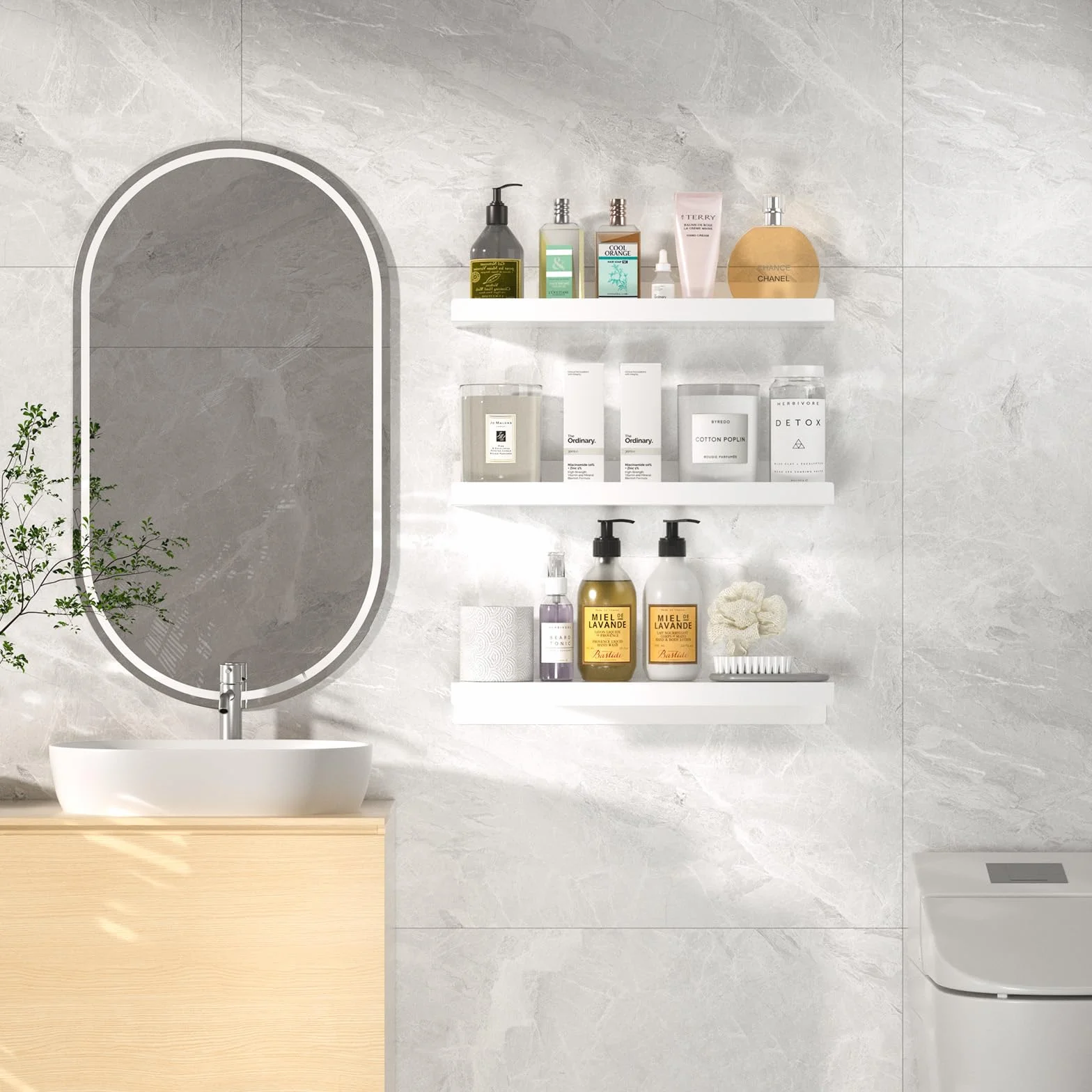 Gucass 4 Pezzi Acrilico Mensole da Muro Senza Foratura, Bianco Mensole da Parete 30cm, Mensola Adesiva Floating Shelves, per Cameretta, Bagno, Cucina, Salotto, Camera, Studio
