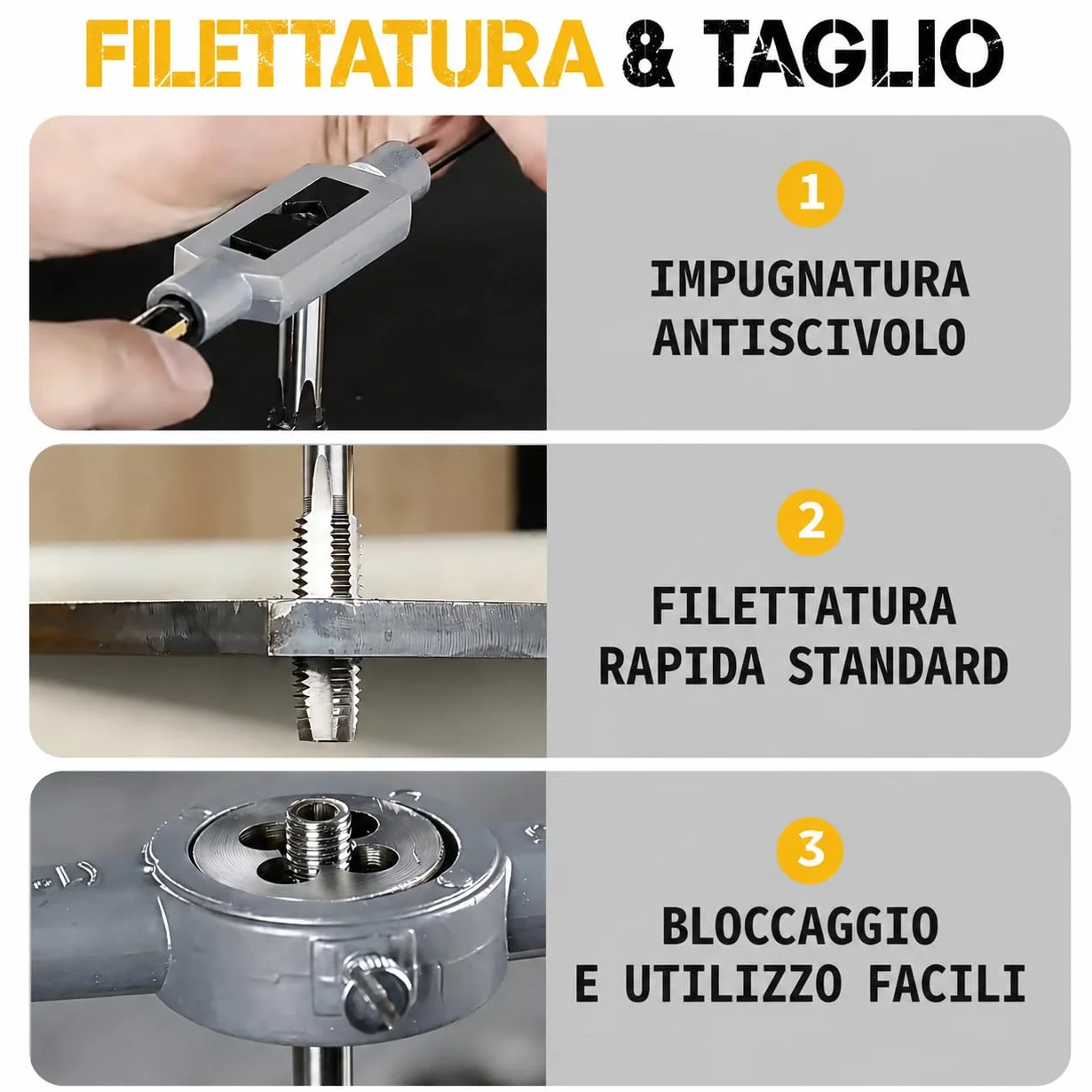 Hi-Spec Set Maschi e Filiere Metriche 20 Pezzi. Completo da M3 a M12 con Filetti Fini e Grossi per Taglio e Ripristino, con Giramaschi in Valigetta Compatta