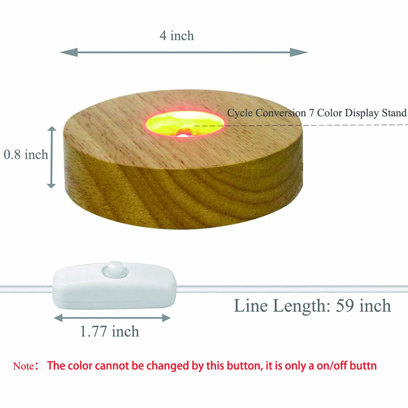 CDIYTOOL Base in Legno a LED, 2 Pezzi di Base Rotonda a LED per Display da Tavolo, Decorazione alimentata da USB, per Gioielli in Vetro, Resina, Vaso Artistico in Acrilico