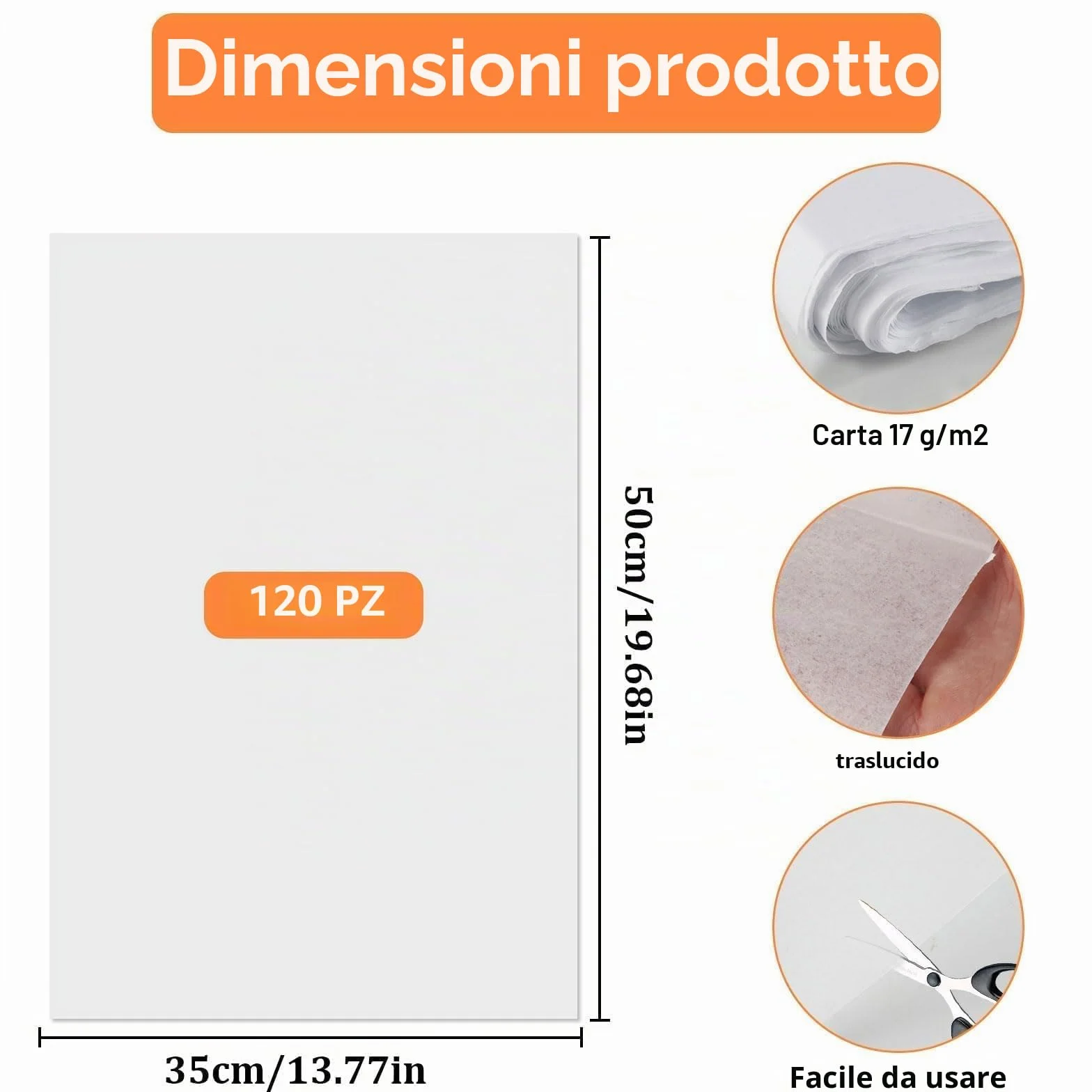 120 Fogli Carta Velina per Imballaggio, Velina Bianca, 50x35 cm da Imballaggio, Carta da Confezioni Regalo per Matrimonio, Compleanno, Decorazione Fai Da Te Artigianato