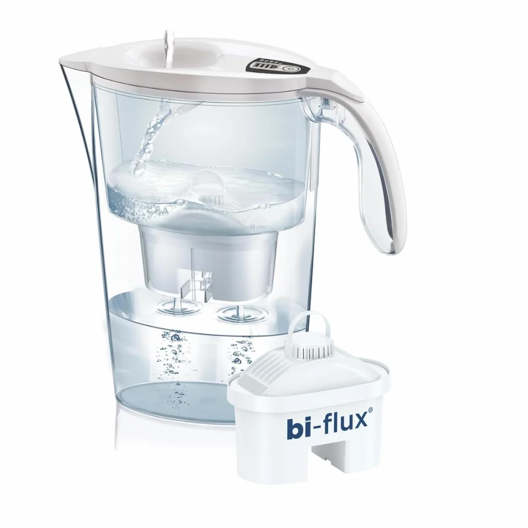 LAICA Stream Line Caraffa Filtrante 2,3L Bianca Timer Digitale 1 Filtri bi-flux Incluso Made in Italy