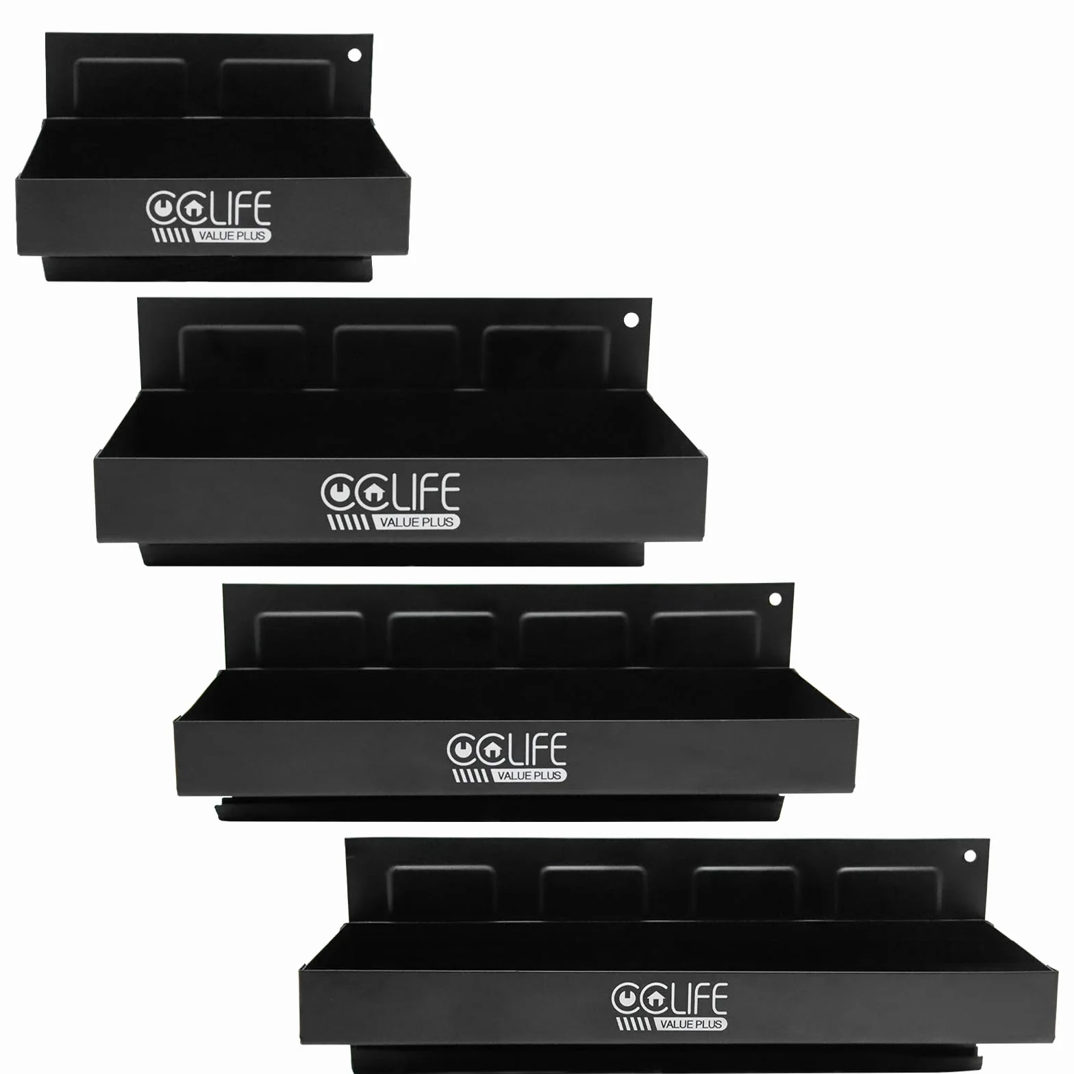 CCLIFE 4 Pezzi Juego Magnete bombolette ripiano, 150-210-270-310 mm vassoio magnetico officina per scaffale furgone da lavoro