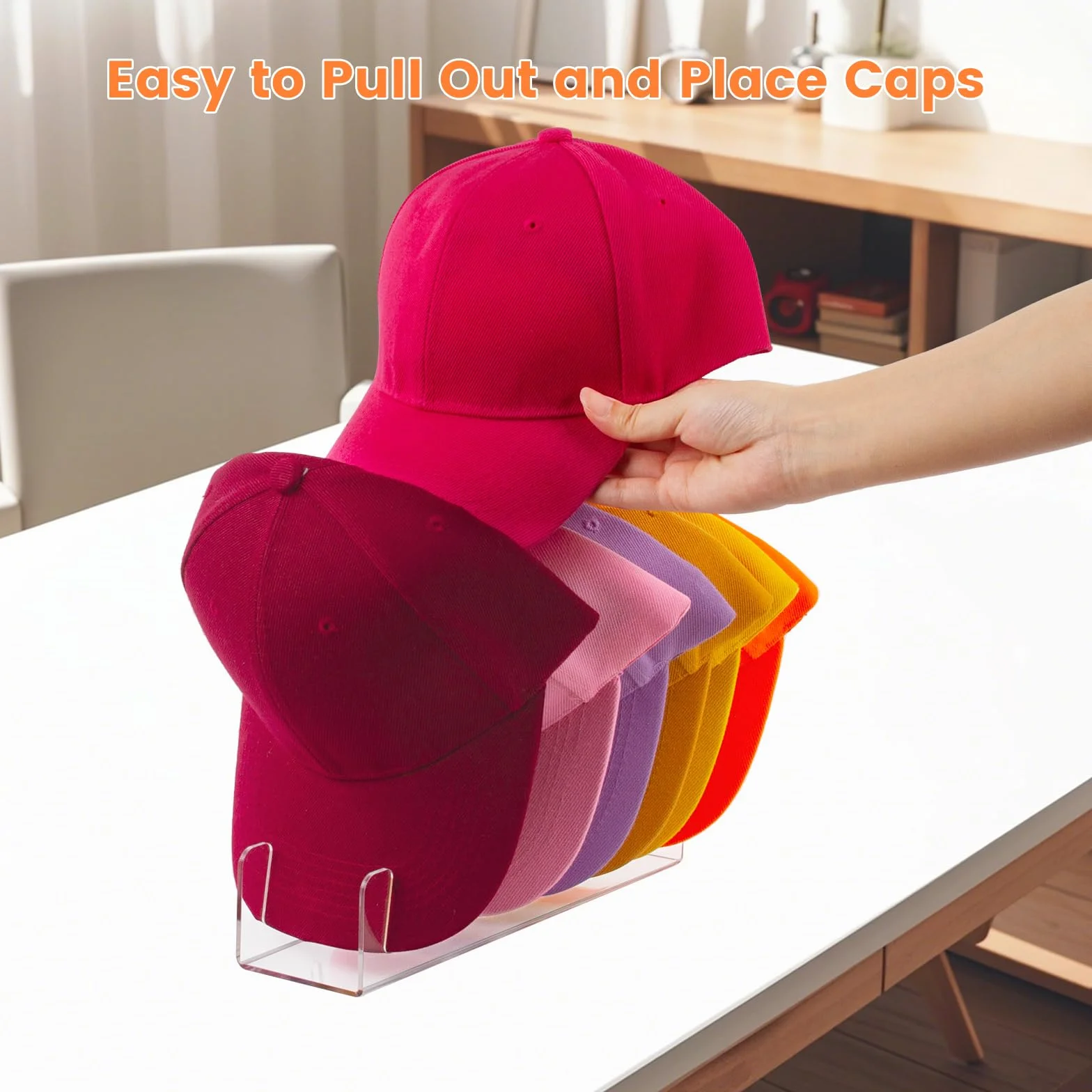AMEITECH Organizer per cappelli da baseball, supporto in acrilico per 14 berretti, espositore trasparente per armadio