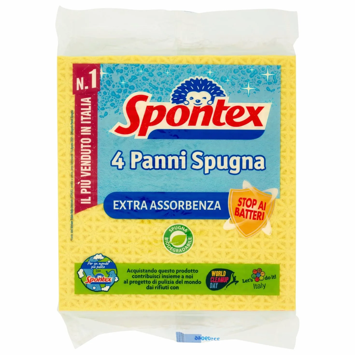 Spontex Panni Spugna in Cellulosa Assorbente Biodegradabile 4 Pezzi