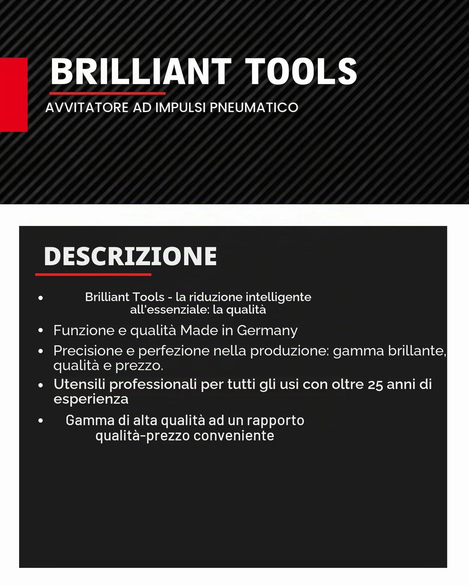 BRILLIANT TOOLS BT160200 3/4" Avvitatore ad impulsi ad aria compressa, 1.800 Nm