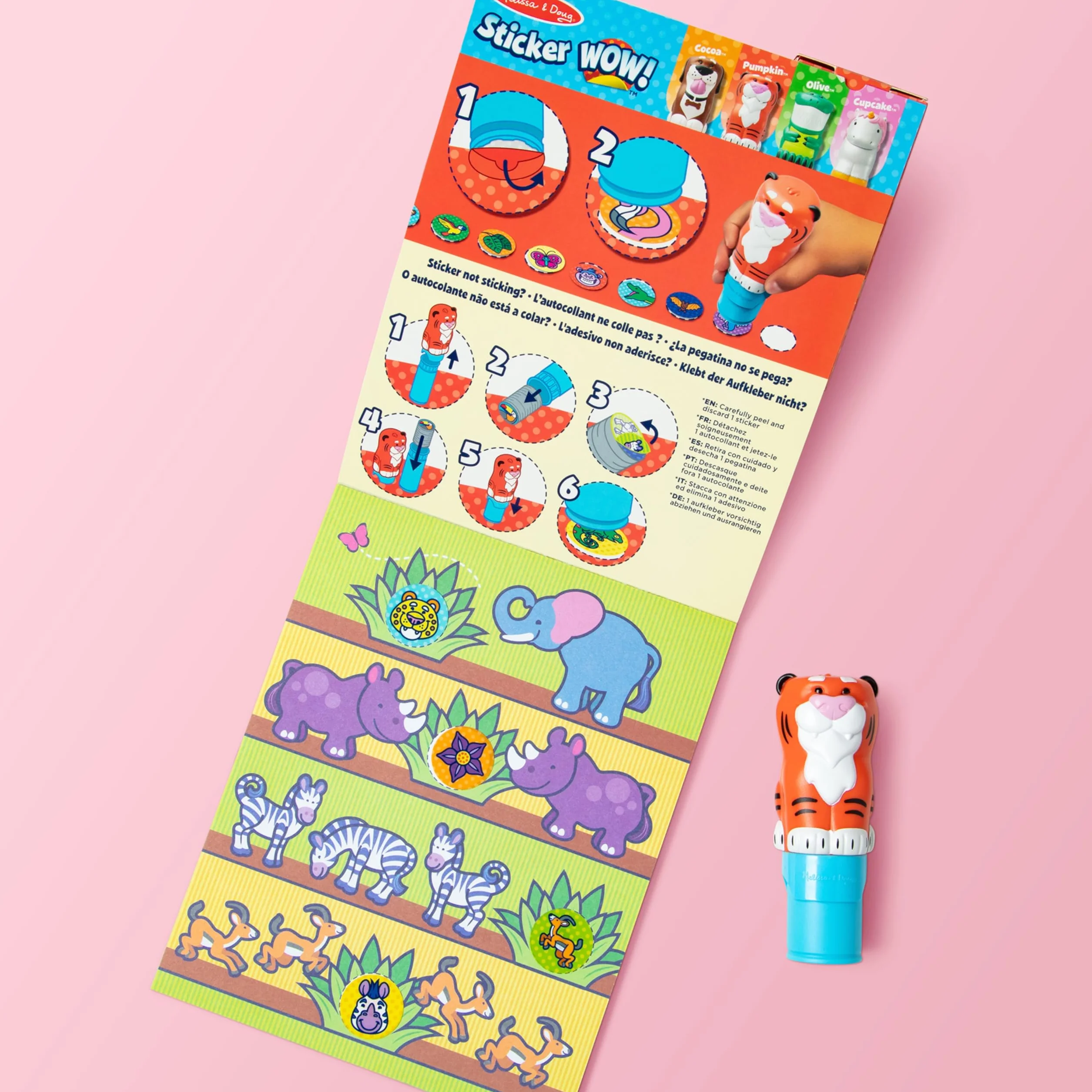 Melissa & Doug Sticker WOW! Timbratore di Adesivi e Blocco Attività di 24 Pagine con 300 Adesivi - Tigre, Gioco Educativo per Lavoretti Artistici, Bambini, 3+ Anni - Certificati FSC