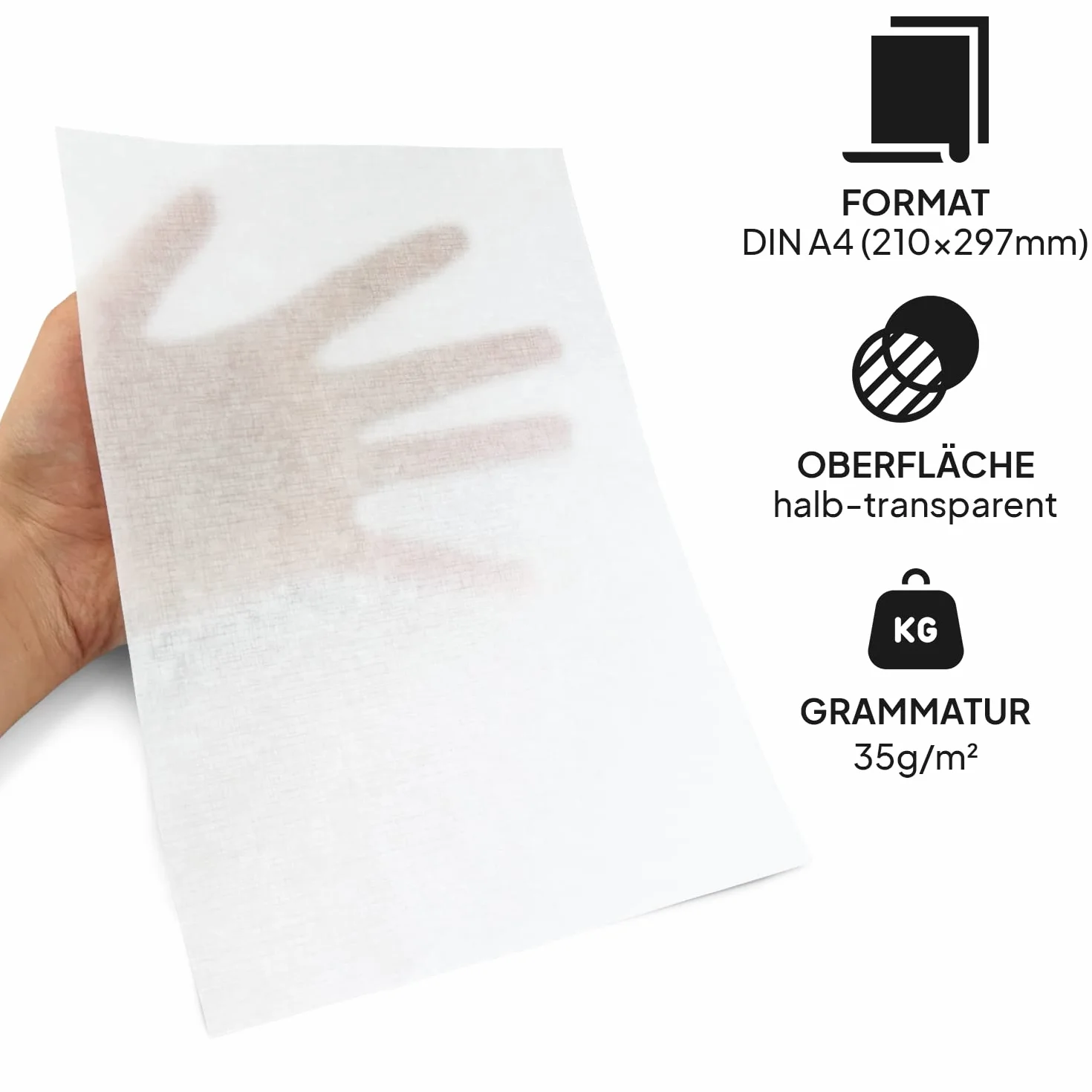 Netuno 50x Carta pergamino Semi Trasparente Bianca Effetto Tela A4 210x 297 mm Carta velina traslucida Elegante Bianca per inviti Biglietti Inserti bomboniere Matrimonio Fidanzamento velina da Regalo