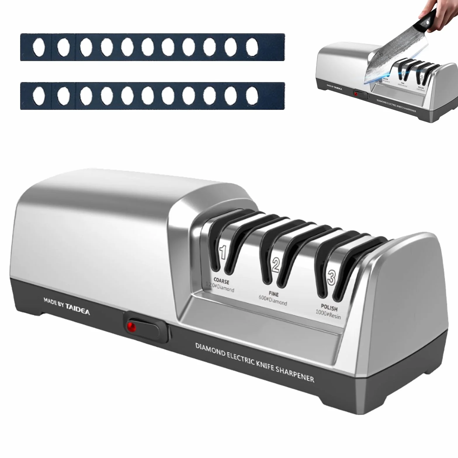 Affilacoltelli Elettrico, Affilacoltelli da Cucina A 3 Livelli Affilacoltelli Diamantato Professionale Per Molatura Grossolana Riparazione E Affilatura Coltelli