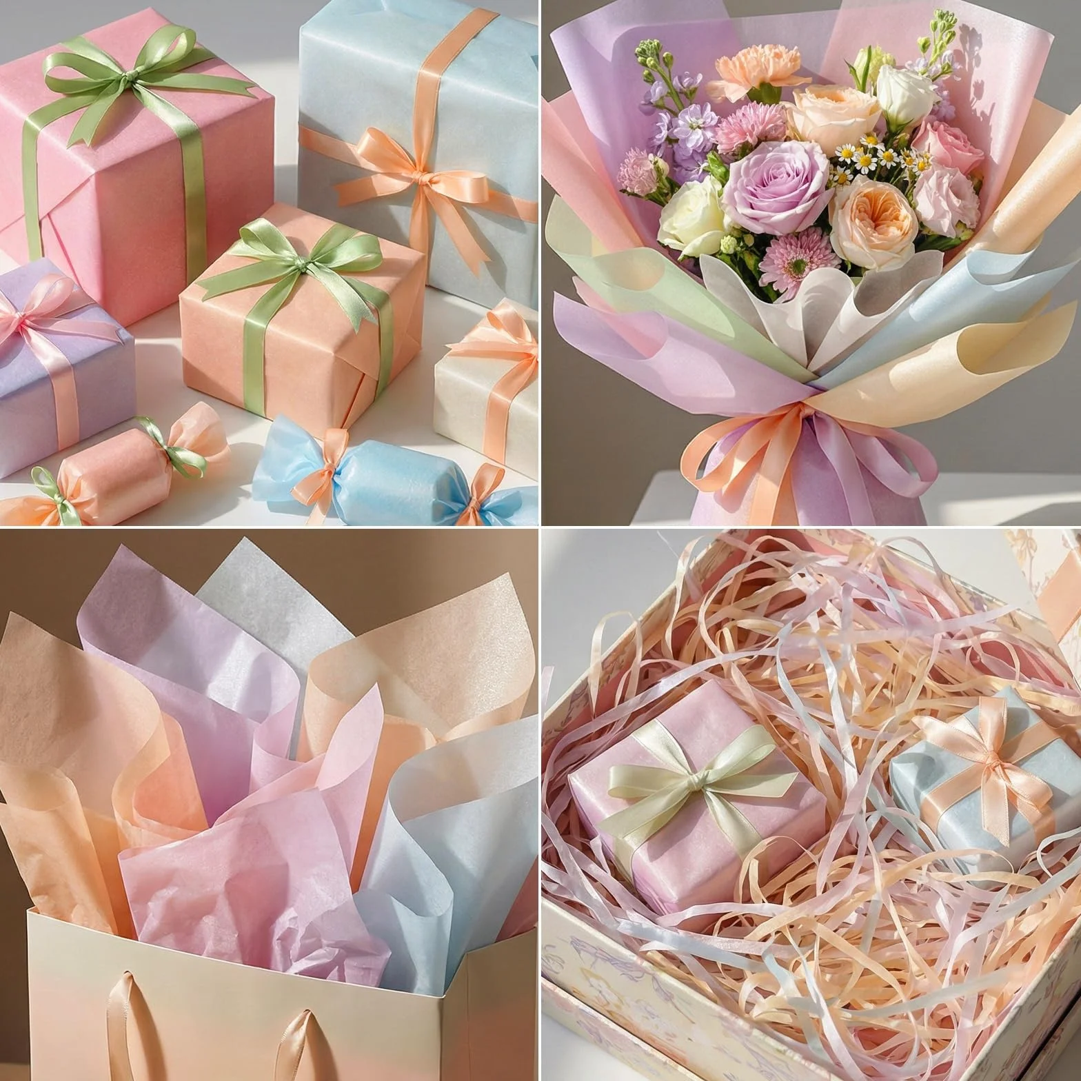 80 fogli di carta velina, 35 x 50 cm, carta velina pastello colorata, per Pasqua, compleanni, matrimoni, fai da te (10 colori)
