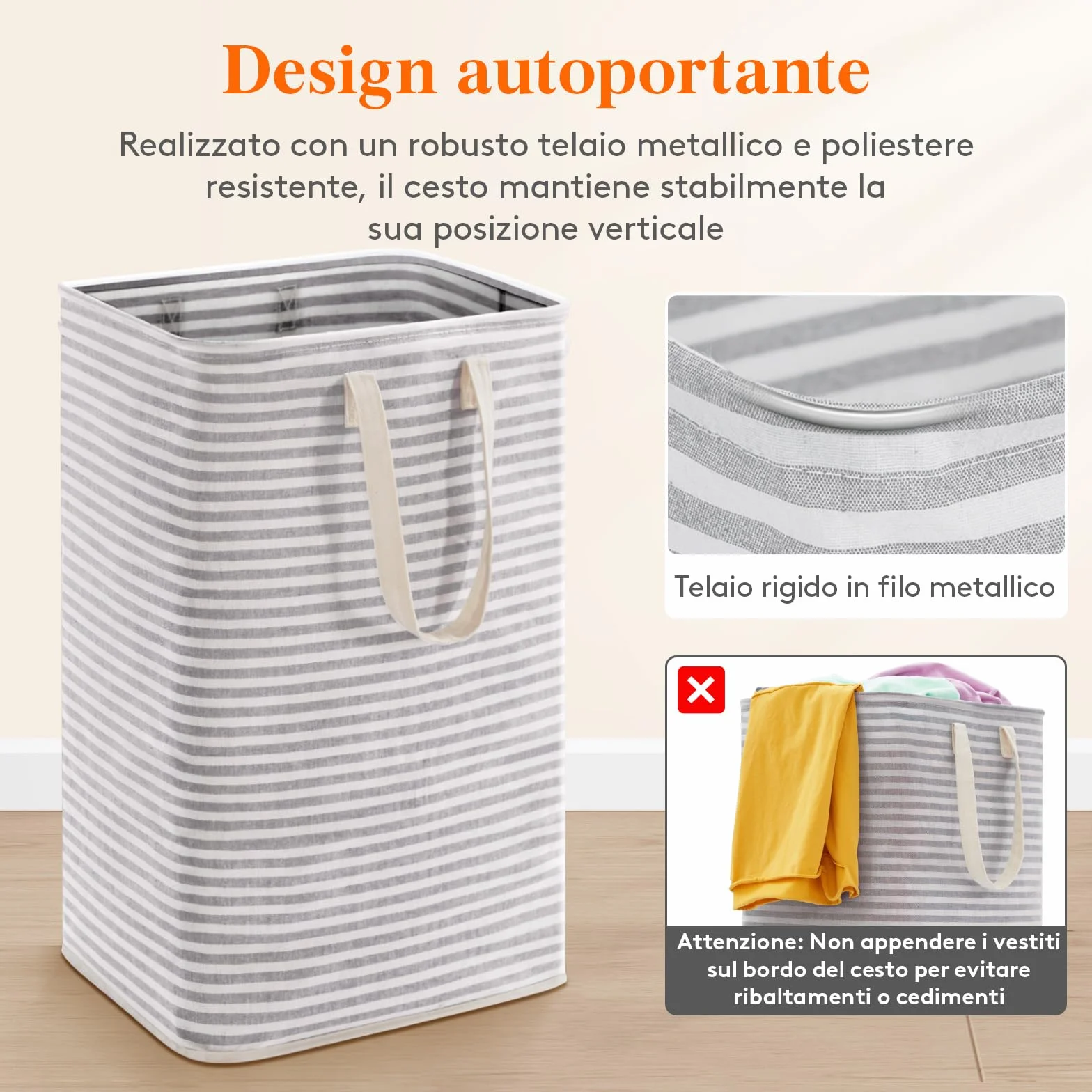 Lifewit Cesto Portabiancheria, Cesta Portabiancheria Pieghevole, Portabiancheria Sporca con Manici Allungati, Laundry Basket per Camera da Letto, Bagno e Lavanderia75L, Grigio