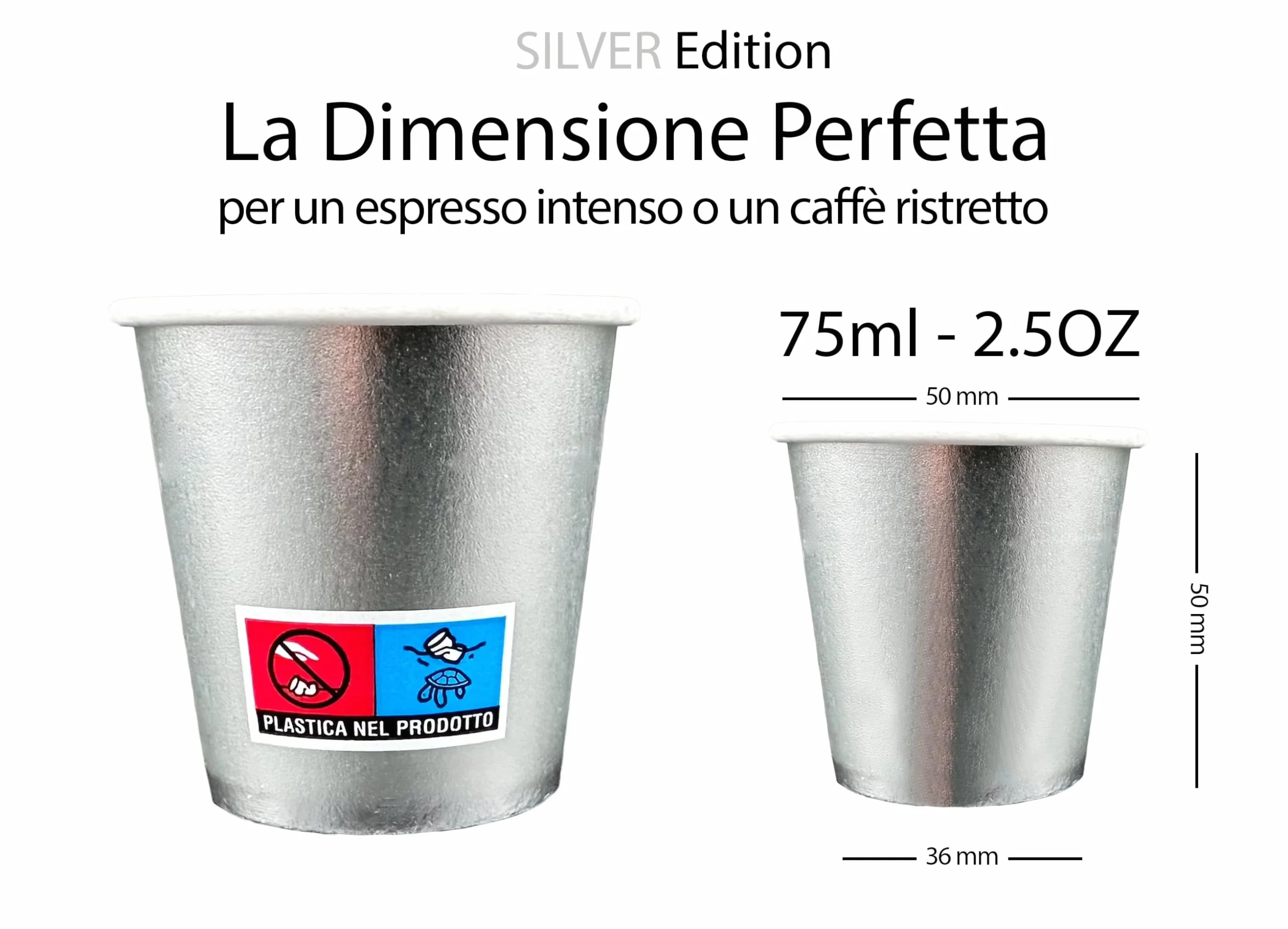 Bicchierini Caffè monouso 65ml 1000 pezzi Silver Edition