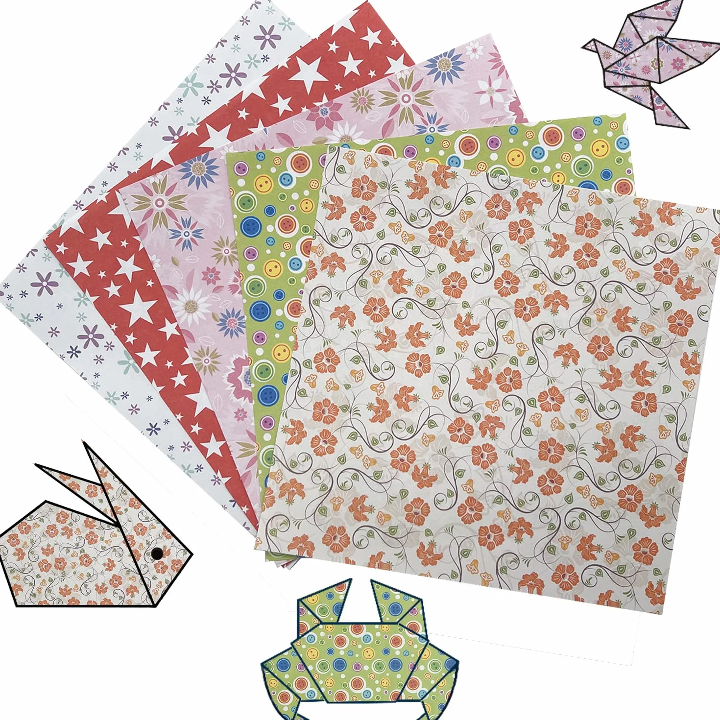Carta pieghevole da origami - 72 fogli di carta giapponese con 12 motivi diversi 14 x 14 cm Quadrati Carta Colorati unilaterale per progetti artistici e artigianali fai da te per bambini e adulti