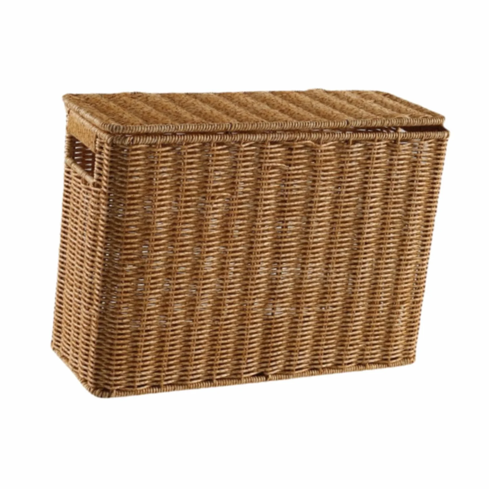 MagiDeal Contenitore portaoggetti stretto e alto, porta riviste intrecciato con coperchio, cestino portatile stretto, portadocumenti stretto per il bagno, L