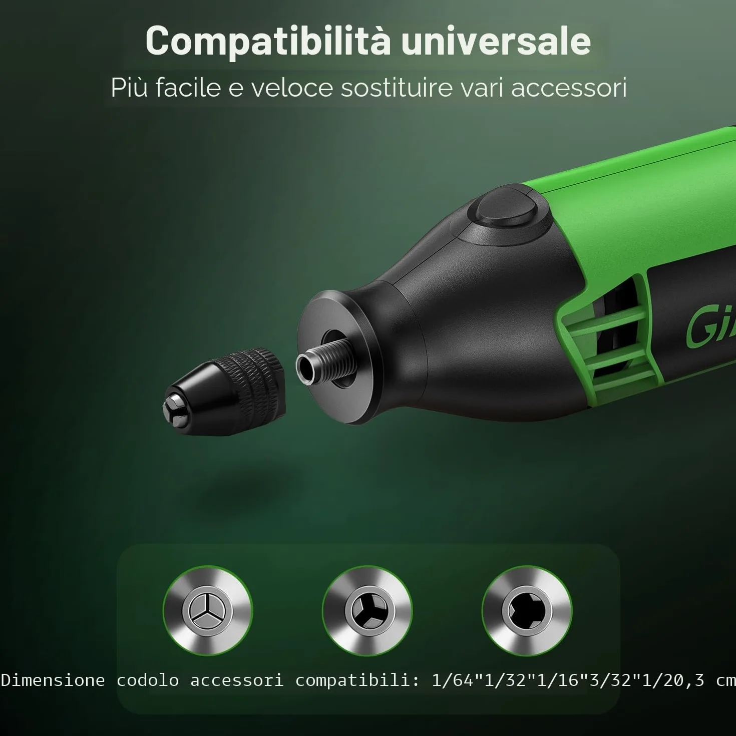 Ginour Strumento Multifunzione 200W Utensile Rotante 135 Accessori 6 Velocità 8000-35000RPM